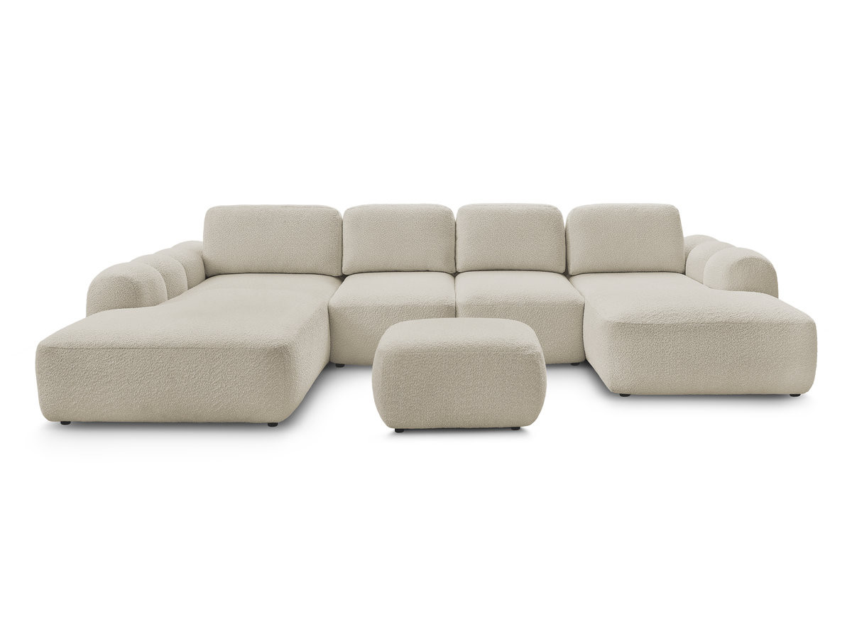 Bobochic Montaigne Wohnlandschaft mit Pouf Bouclé-Stoff Beige Ecke rechts