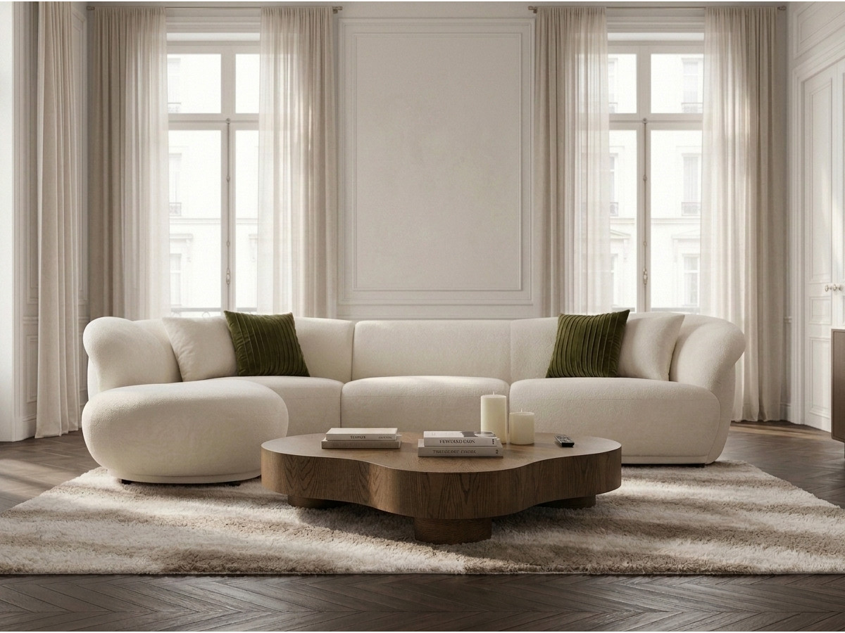 Bobochic Nora Ecksofa Chenille Weiß Ecke links
