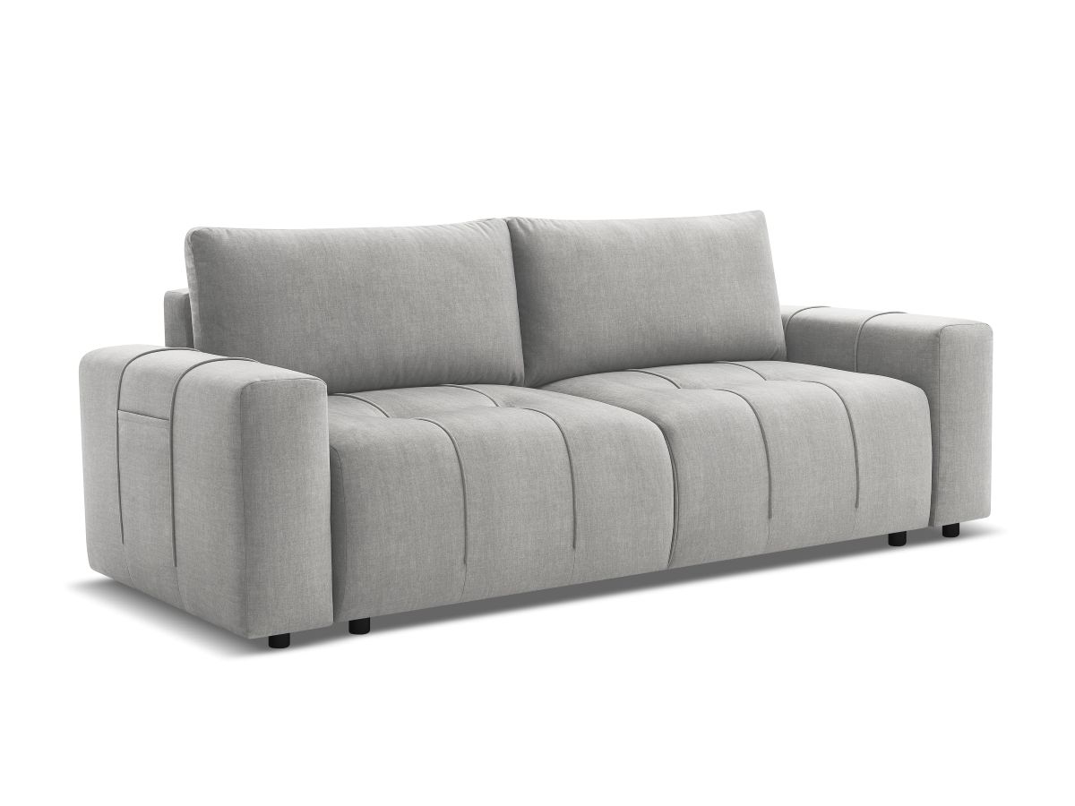 Bobochic Arsene Schlafsofa 3-Sitzer mit Bettkasten Samt Hellgrau
