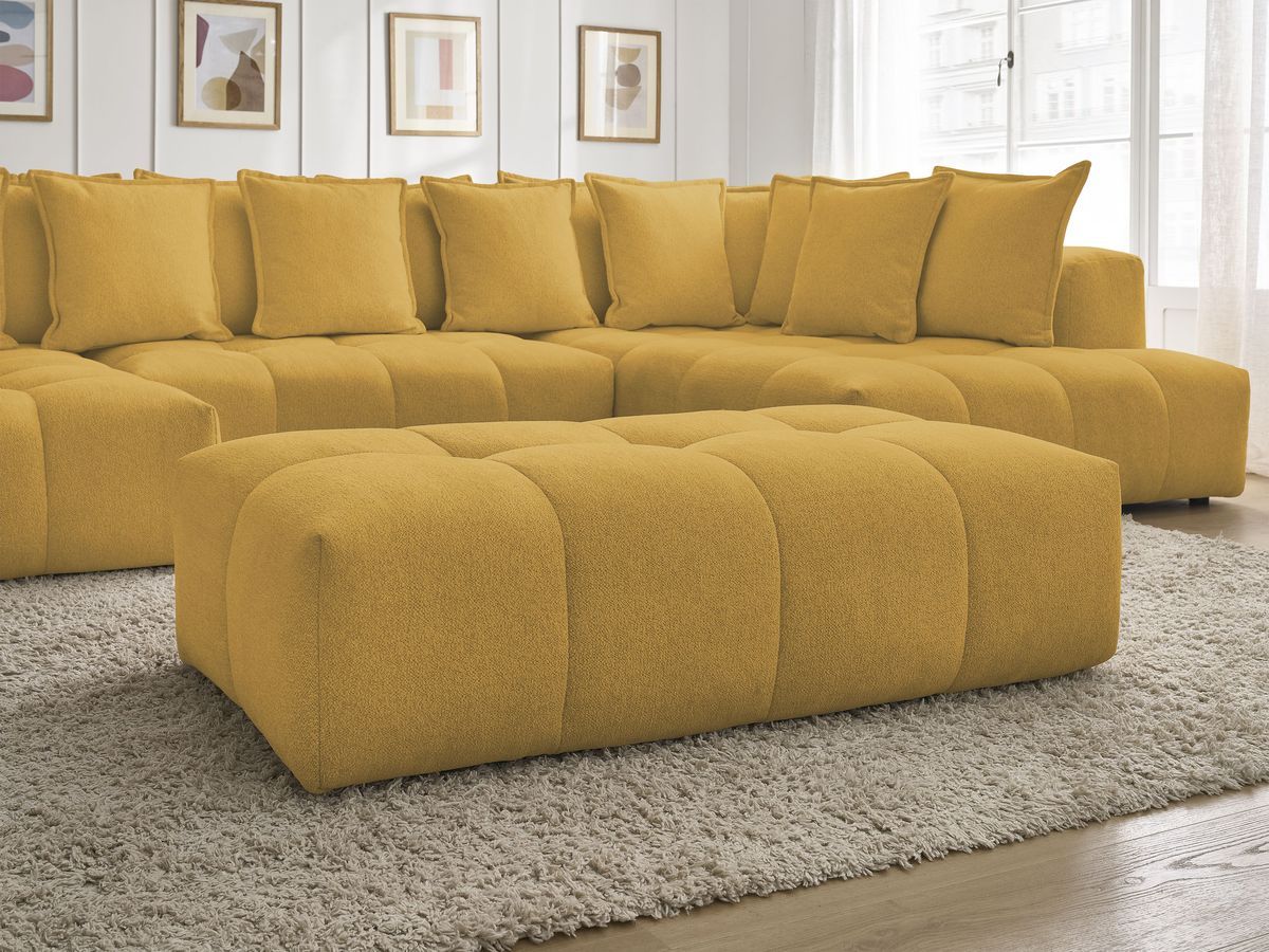 Bobochic Everest Wohnlandschaft mit Pouf, 14 Kissen Melange-Stoff Gelb Ecke links