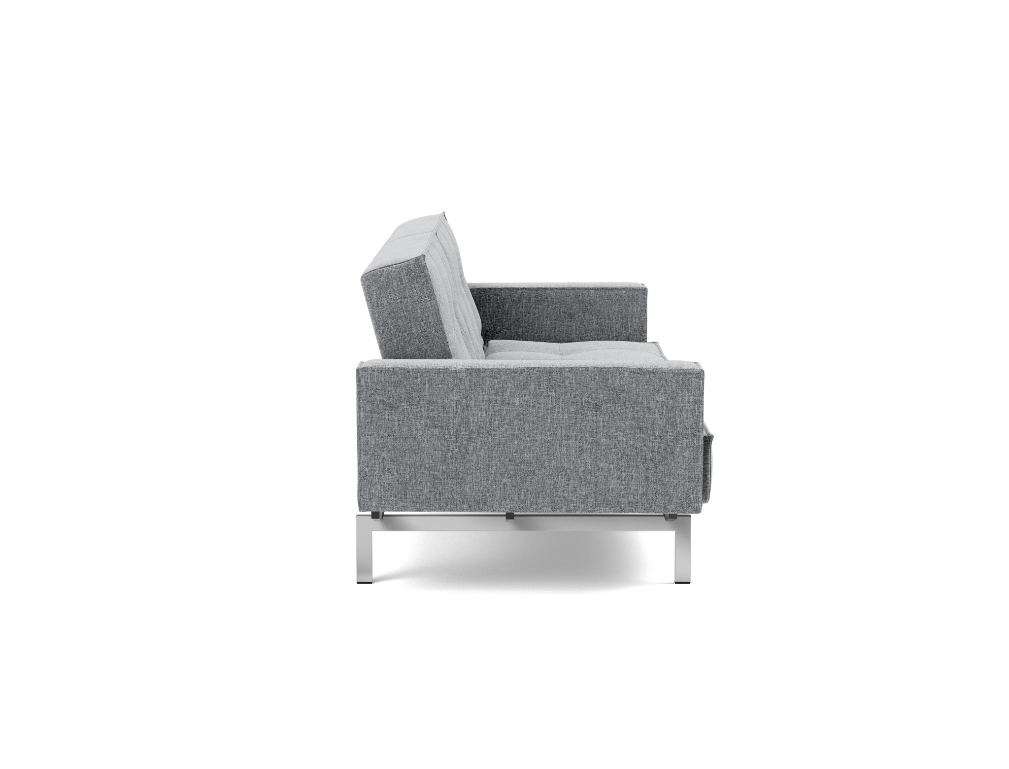 Schlafsofa Splitback mit Armlehnen Strukturierter Stoff Twist 565-Granite Beine Chrom