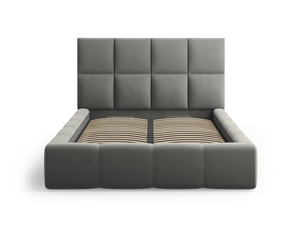 Cosmopolitan Design Stauraumbett mit Kopfteil Livigno 140x200 Samt Bluvel Hellgrau