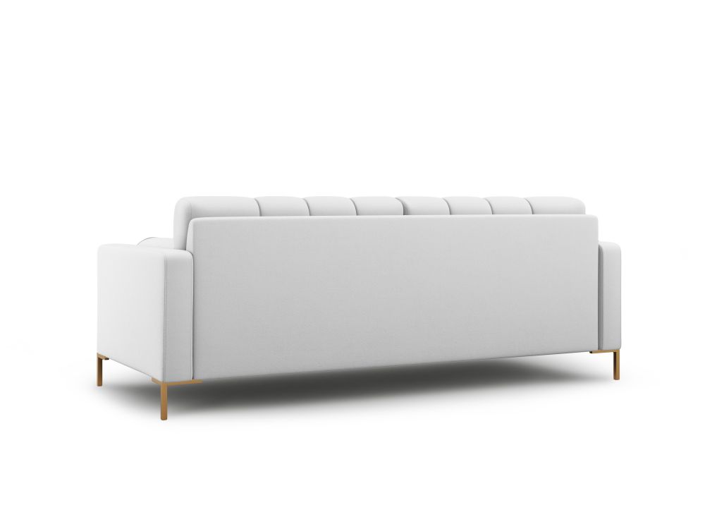 Cosmopolitan Design Sofa Bali 3-Sitzer Strukturierter Stoff Neve Hellgrau Beine Gold