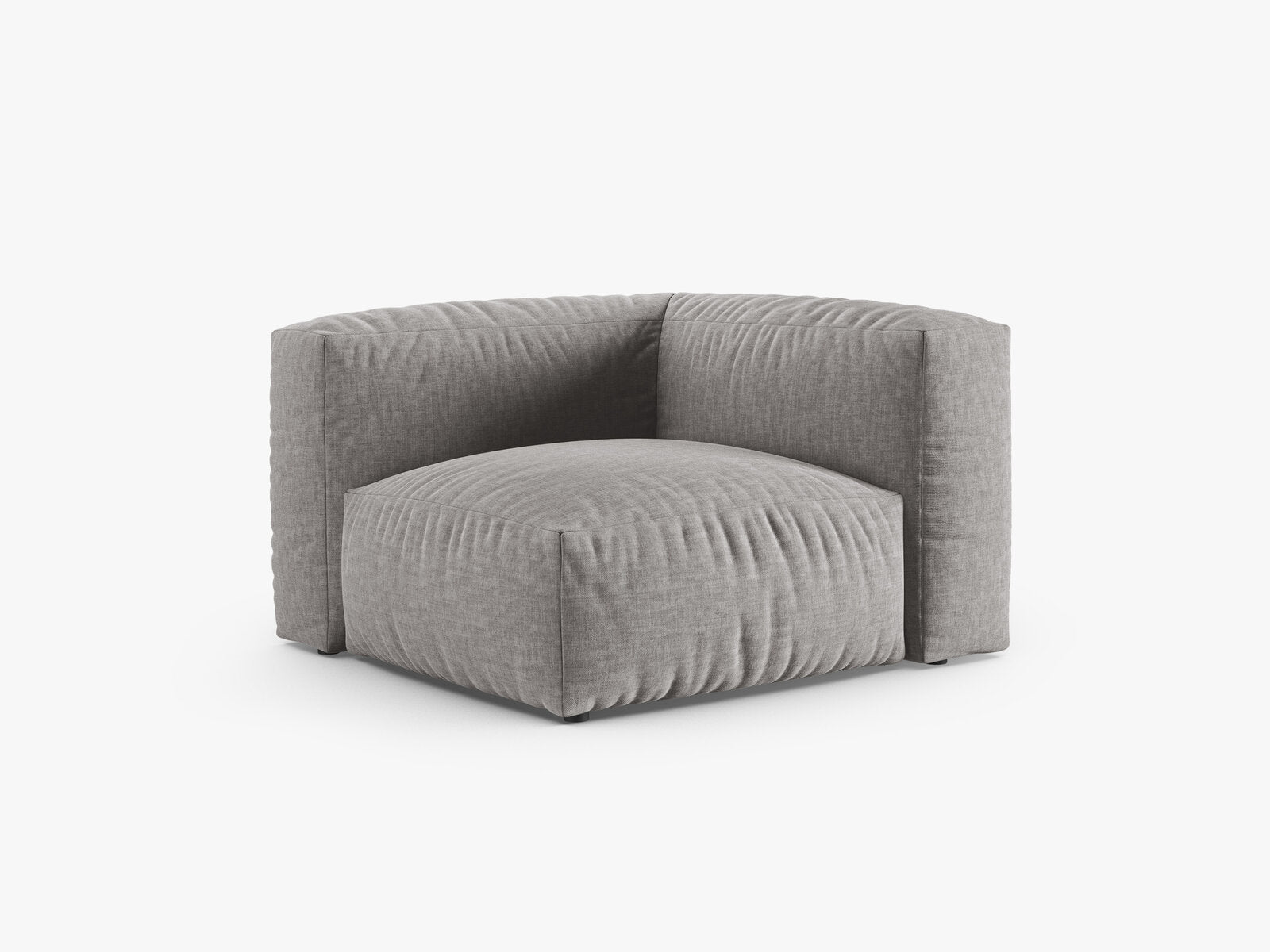 Micadoni symmetrisches Eckmodul Martina 1-Sitzer 90cm Sitztiefe Strukturierter Stoff Boston Hellgrau