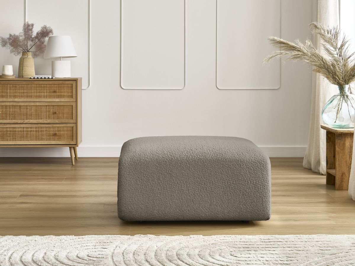 Bobochic Tina Pouf Bouclé-Stoff Taupe