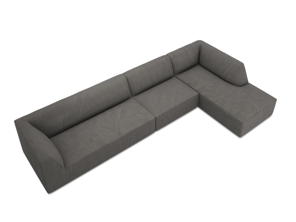 Cosmopolitan Design Ecksofa Siena 5-Sitzer Kord Scala Dunkelgrau Rechts