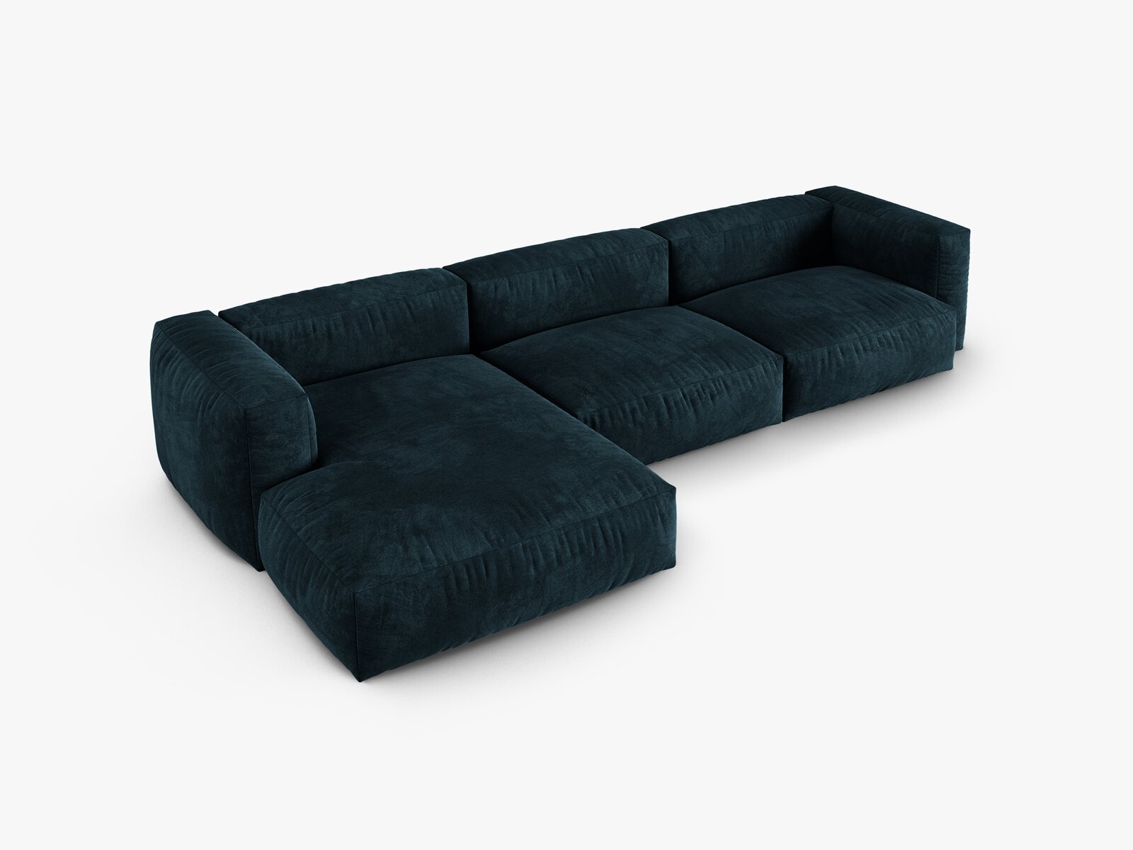 Micadoni Ecksofa Martina 3-Sitzer 90cm Sitztiefe Links Samt Vogue Dunkel Petrol