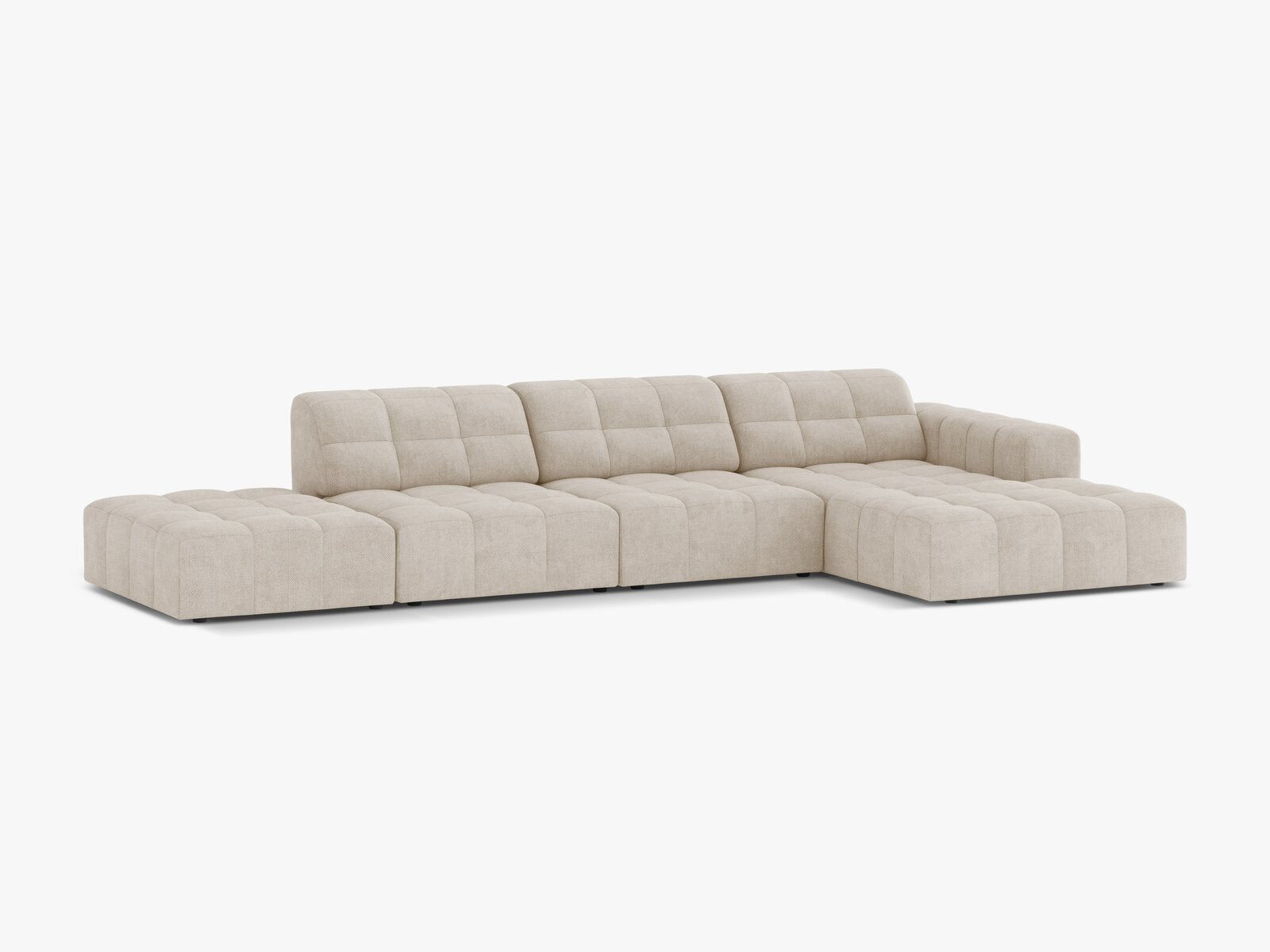 Micadoni Ecksofa Jennifer 5-Sitzer Chenille Eden Helles Beige Rechts