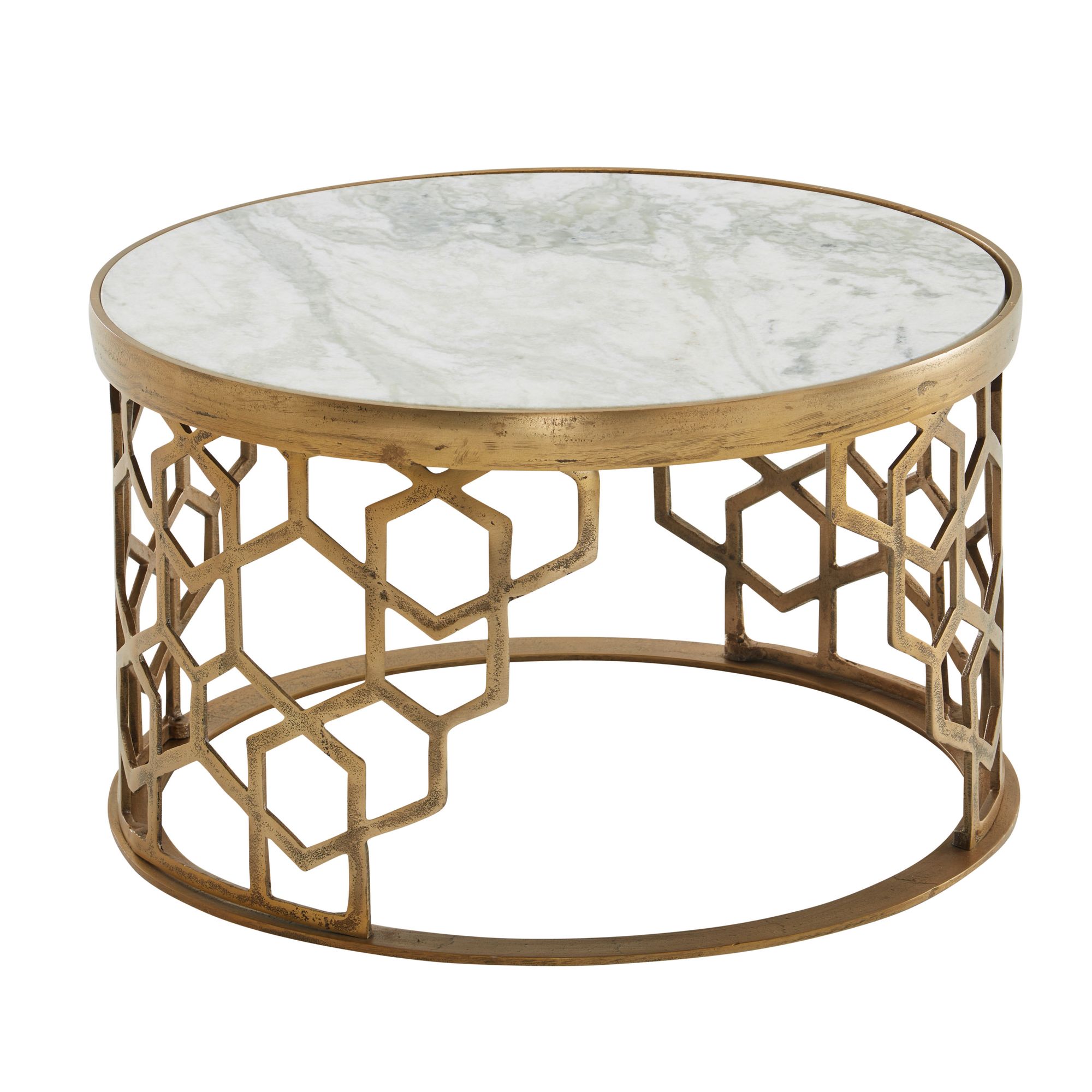 Couchtisch Tjeldsund Marmor Weiß Ø 60 × H 36 cm
