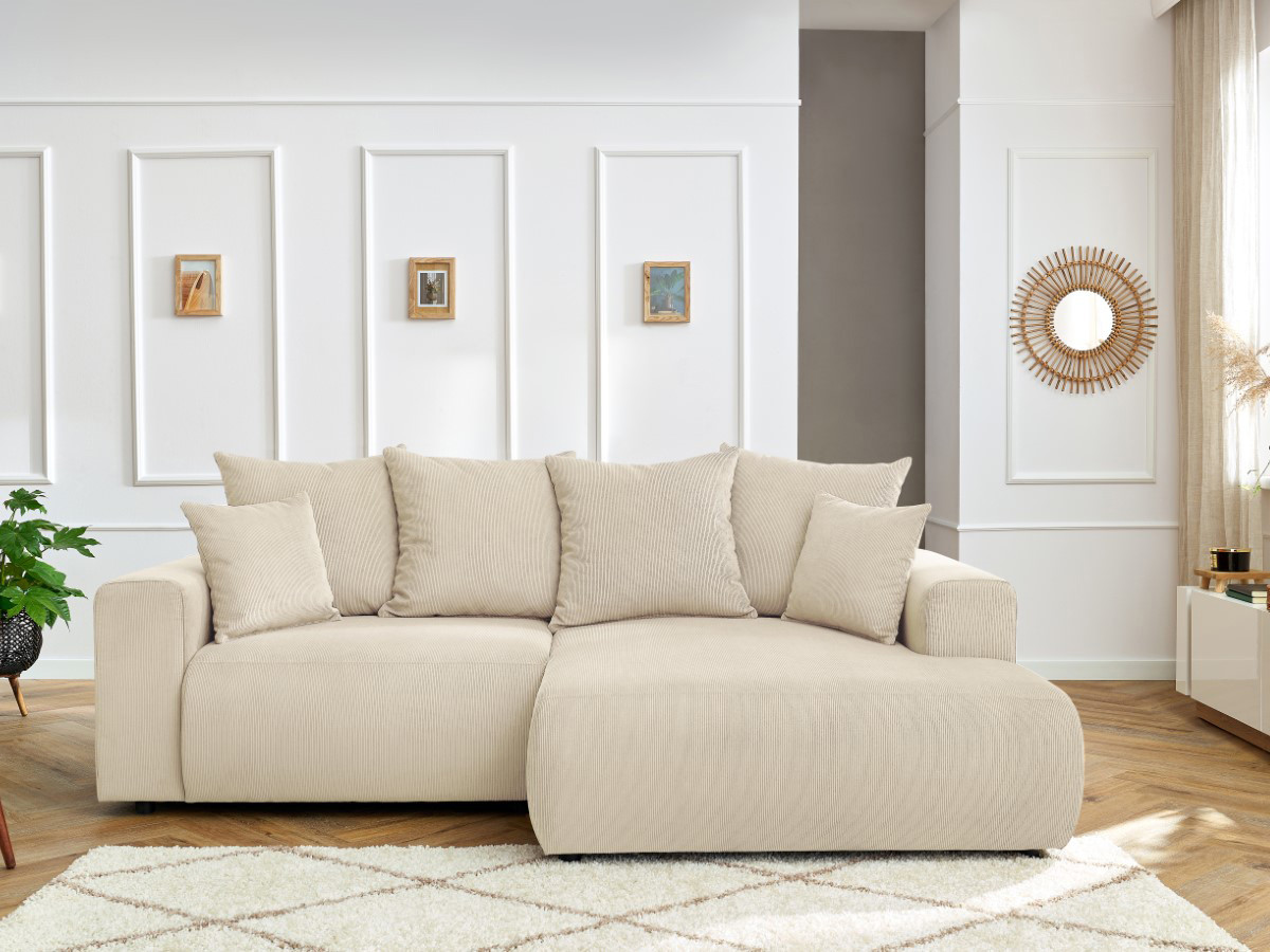 Bobochic Enjoy Ecksofa Cordsamt Beige Ecke rechts