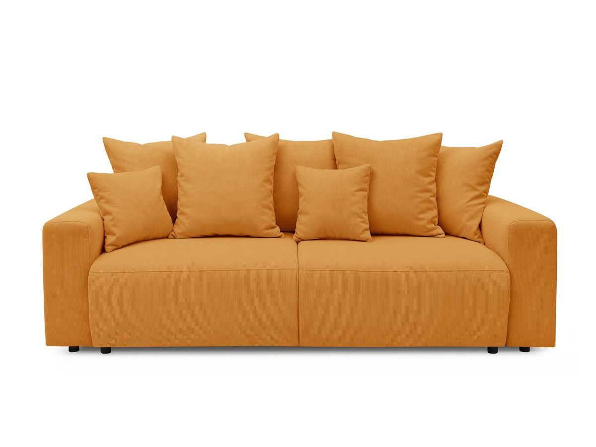 Bobochic Envy Schlafsofa 3-Sitzer mit Bettkasten und Pouf Cordsamt Gelb