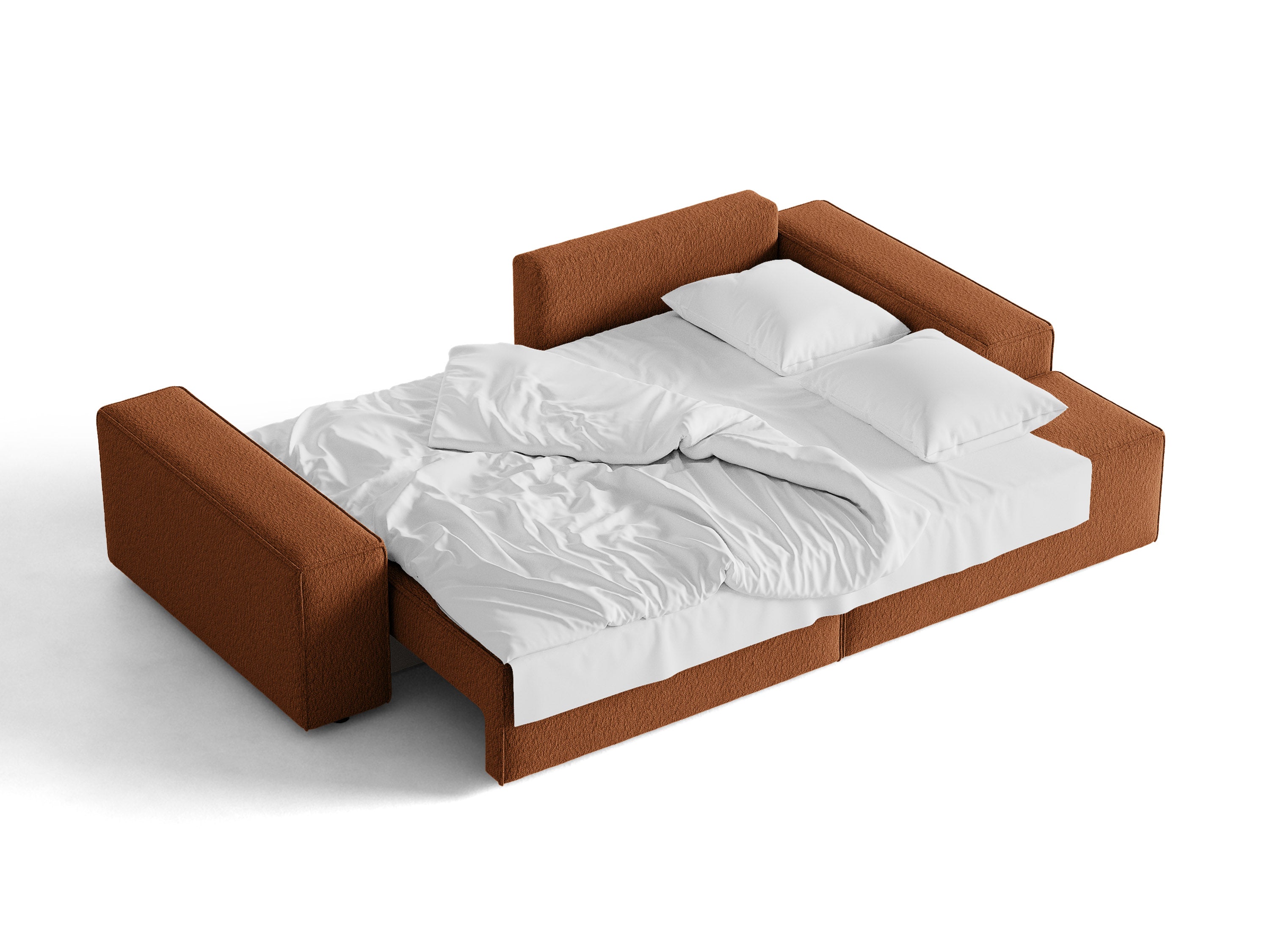 Micadoni Schlaf-Ecksofa Jodie 3-Sitzer Boucle Baloo Terrakotta Rechts