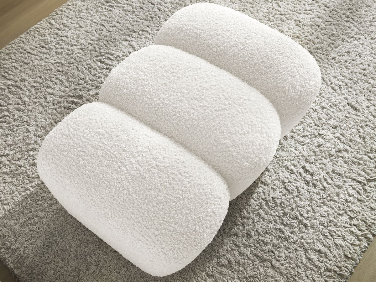 Bobochic Hippolyte Pouf Bouclé-Stoff Weiß