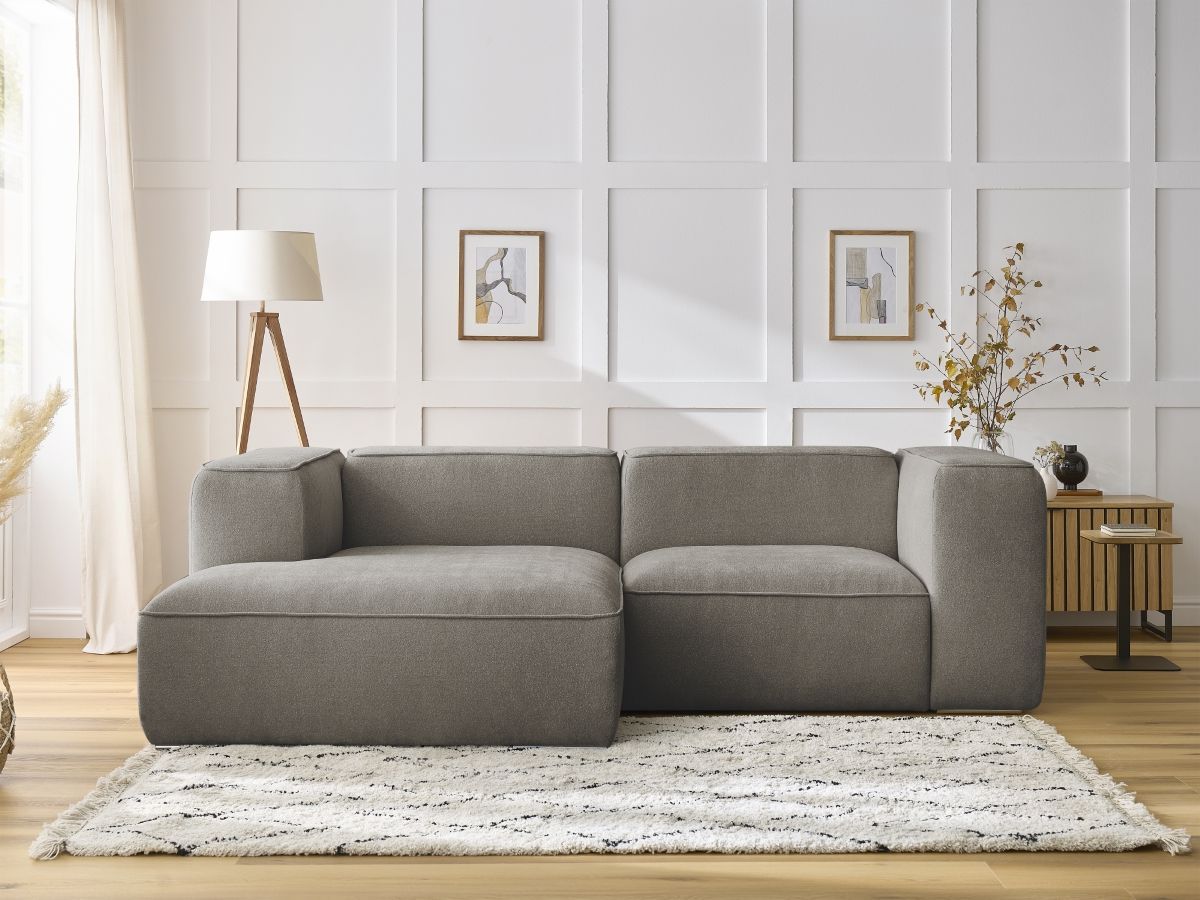 Bobochic Zephyr Ecksofa 260 × 165 cm Strukturstoff Taupe Ecke links