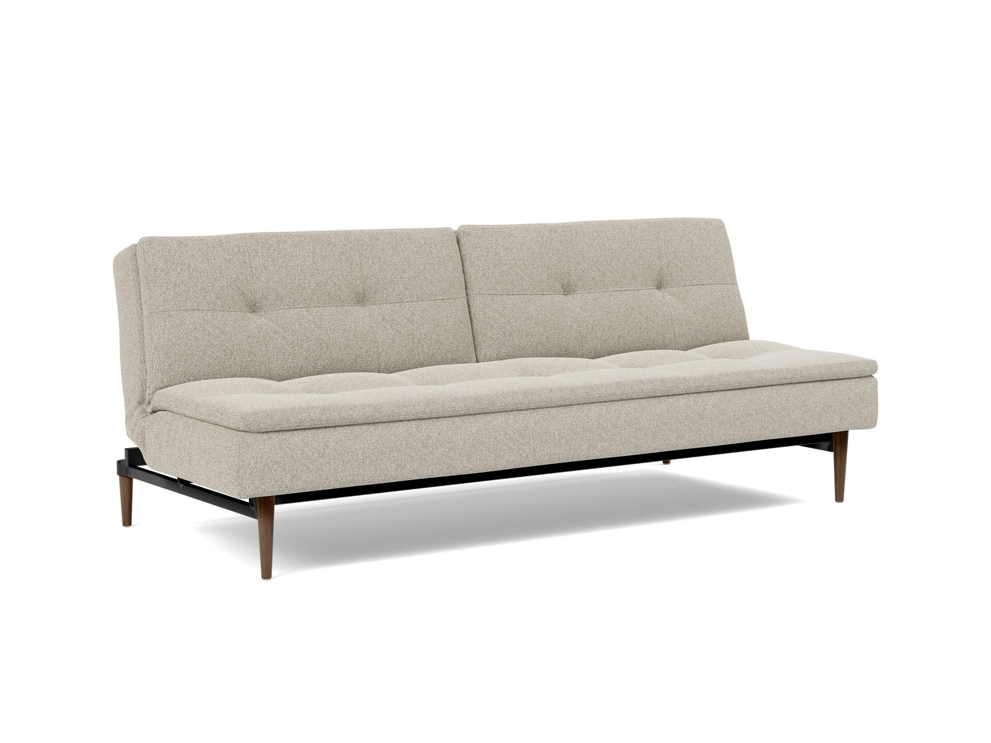 Schlafsofa Dublexo Boucle Skandi 539-Beige Beine Styletto Eiche dunkel
