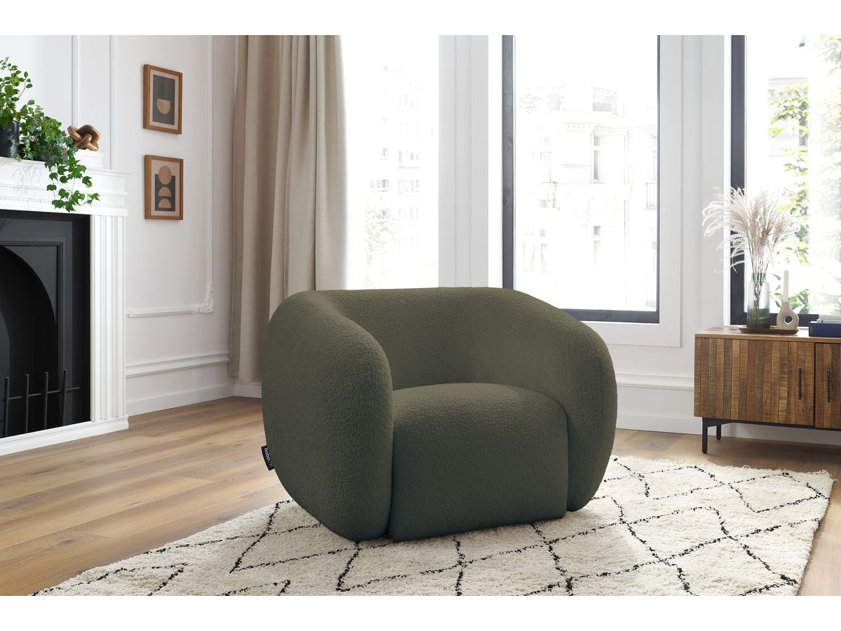 Bobochic Celine Sessel Bouclé-Stoff Grün
