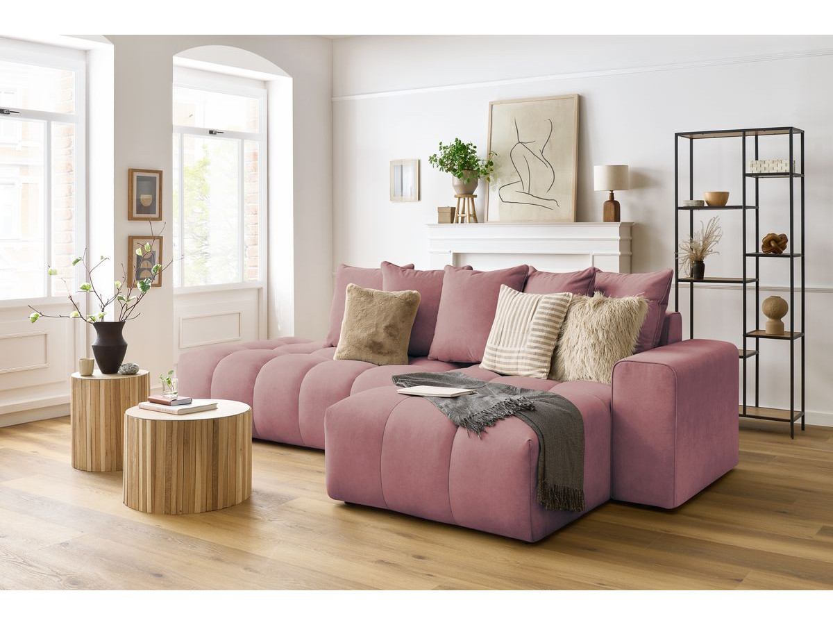 Bobochic Mont-blanc Ecksofa Samt Rosa Ecke rechts