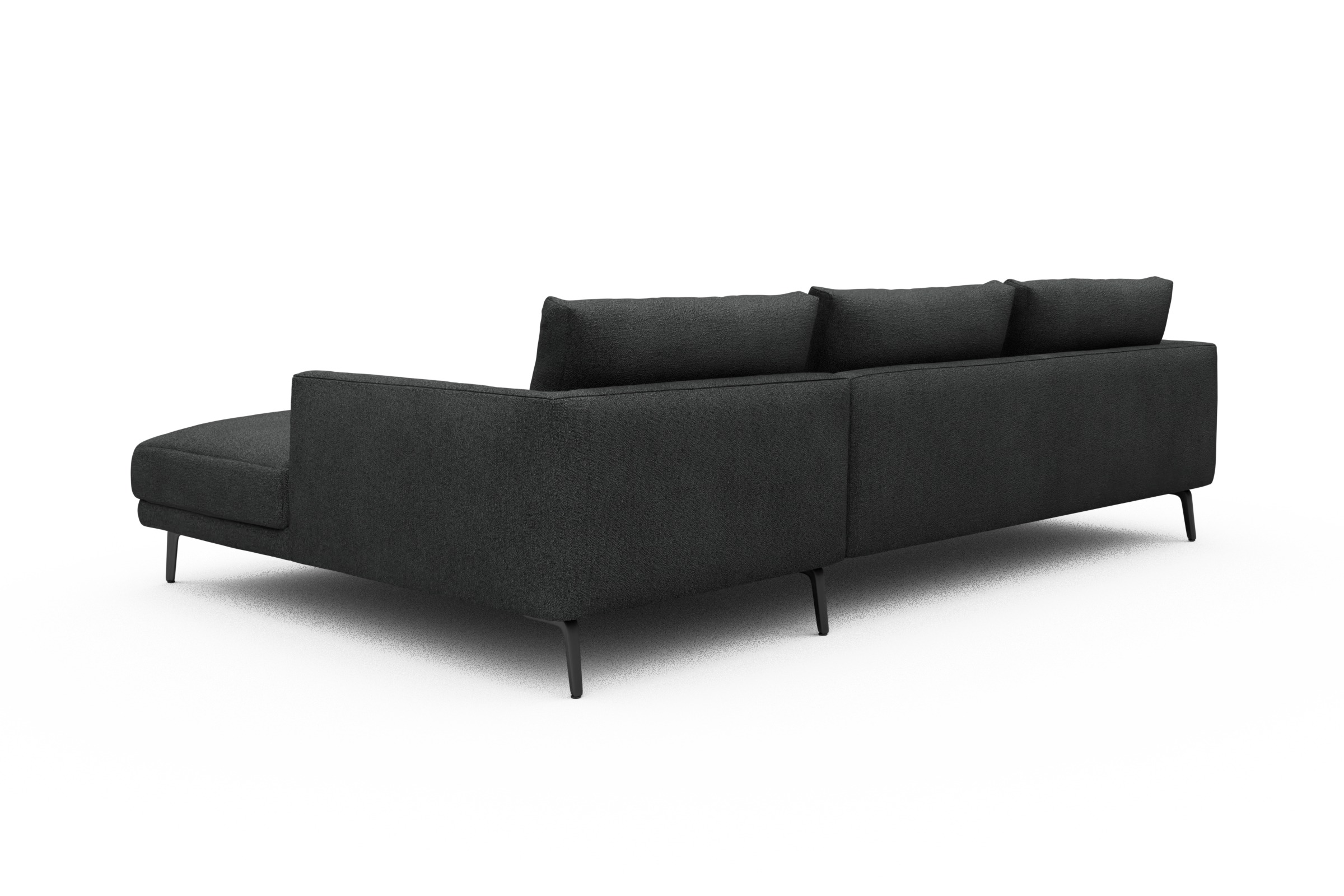 Ecksofa Karl Chaiselongue rechts mit 2,5-Sitzer Boucle-Charcoal