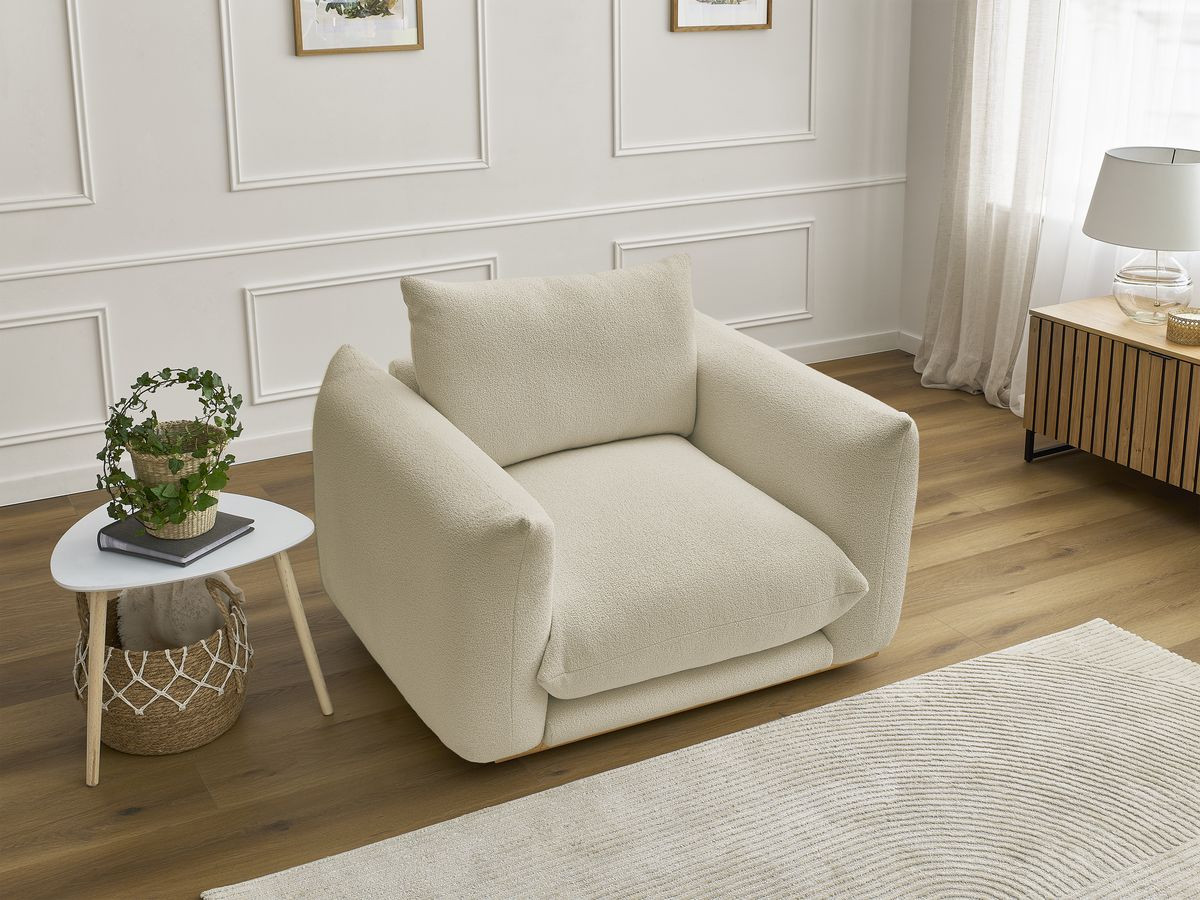 Bobochic Ernest Sessel Bouclé-Stoff Beige