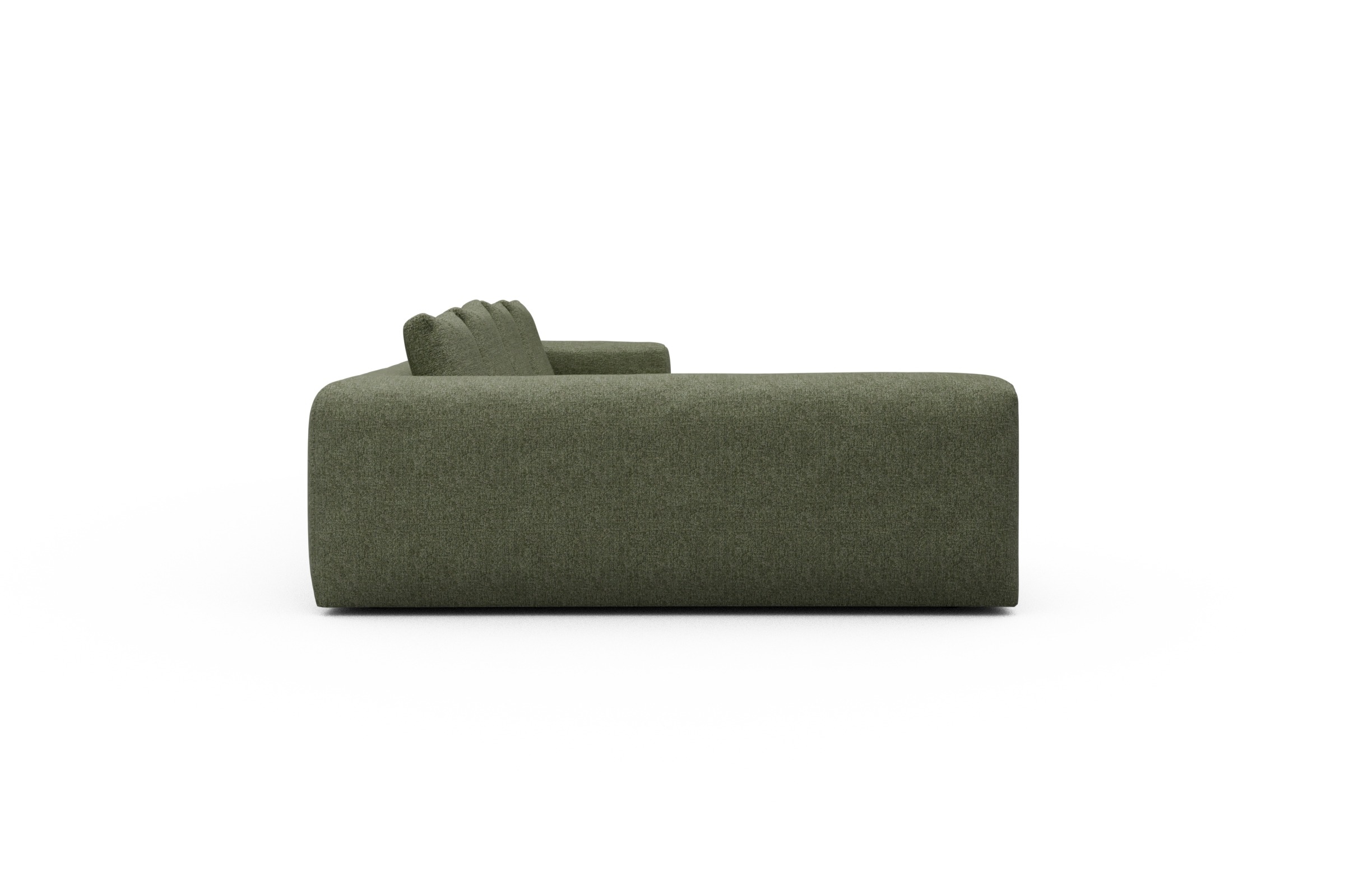 Wohnlandschaft Fred Chaiselongue rechts mit 2-Sitzer und lange Armlehne links Carreno-Vivid-Green