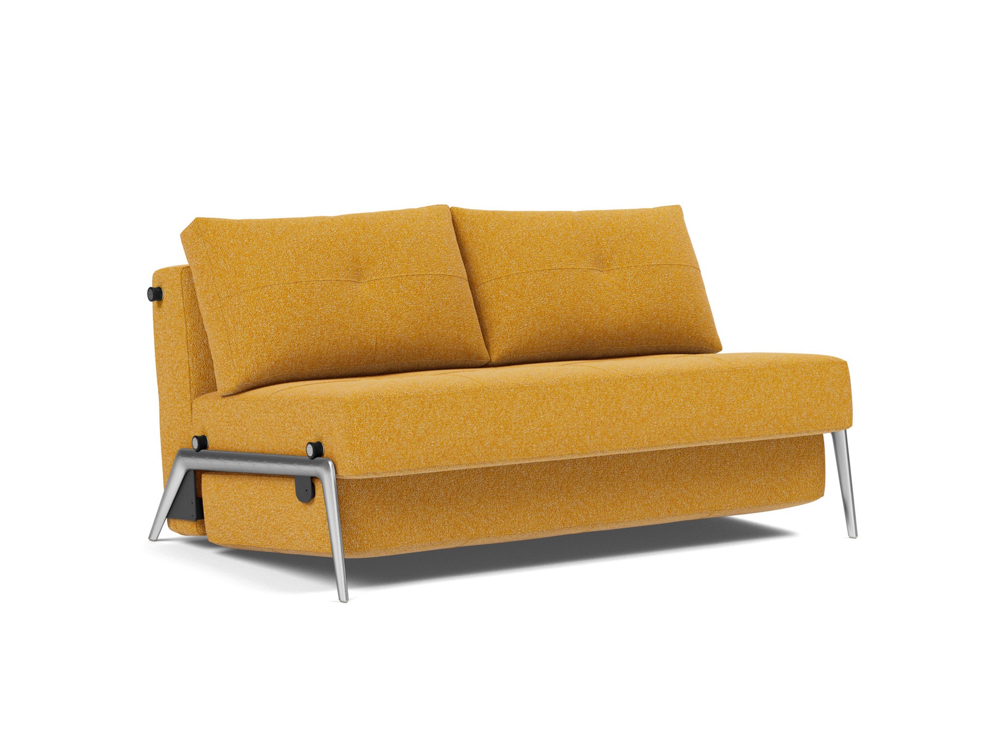 Schlafsofa Cubed 140 Boucle Skandi 536-Ochre Beine Aluminium