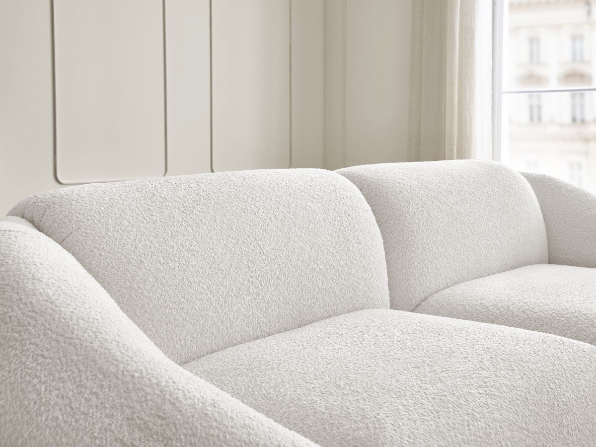 Bobochic Tina Sofa 3-Sitzer Bouclé-Stoff Weiß