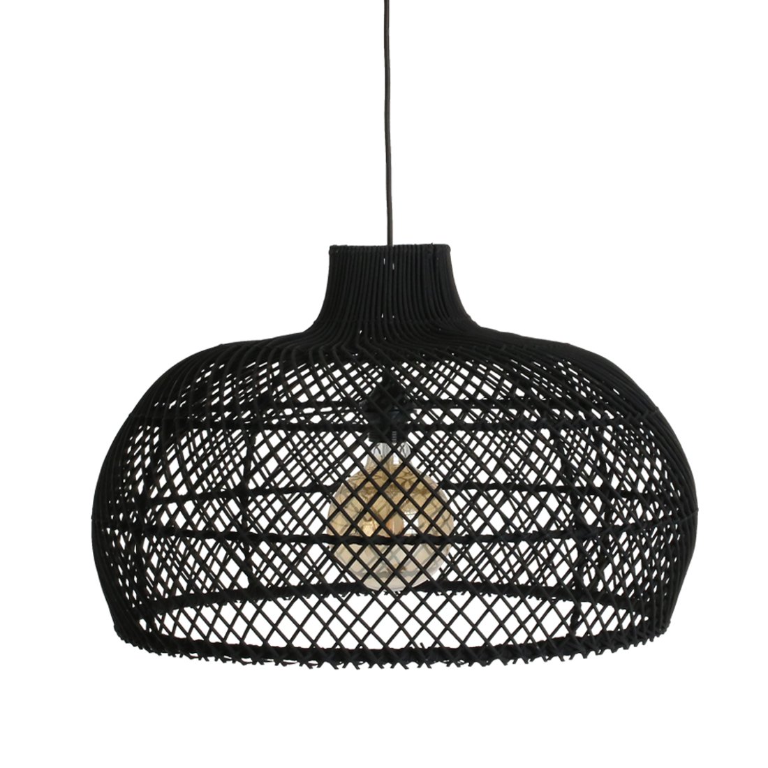 Raw Materials Maze Rattan-Hängelampe schwarz Ø 57x36cm