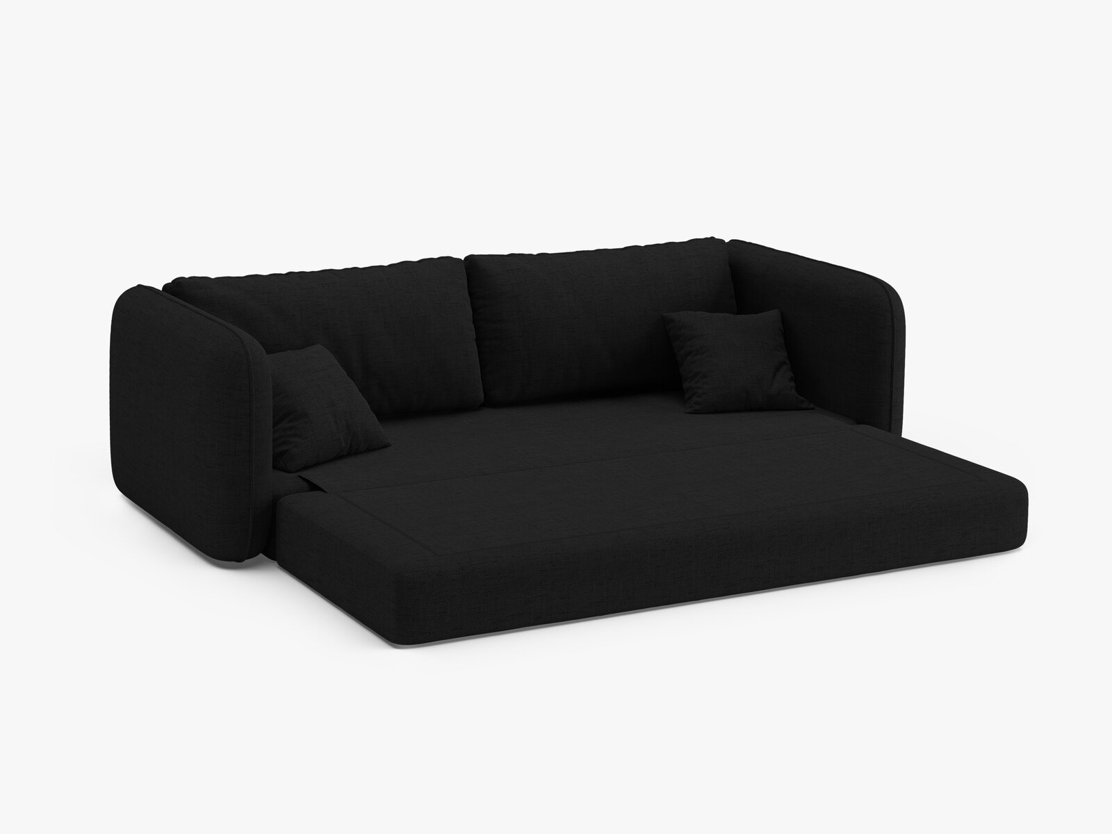 Micadoni Sofa mit Schlaffunktion Dormi 3-Sitzer Strukturierter Stoff Moly Schwarz