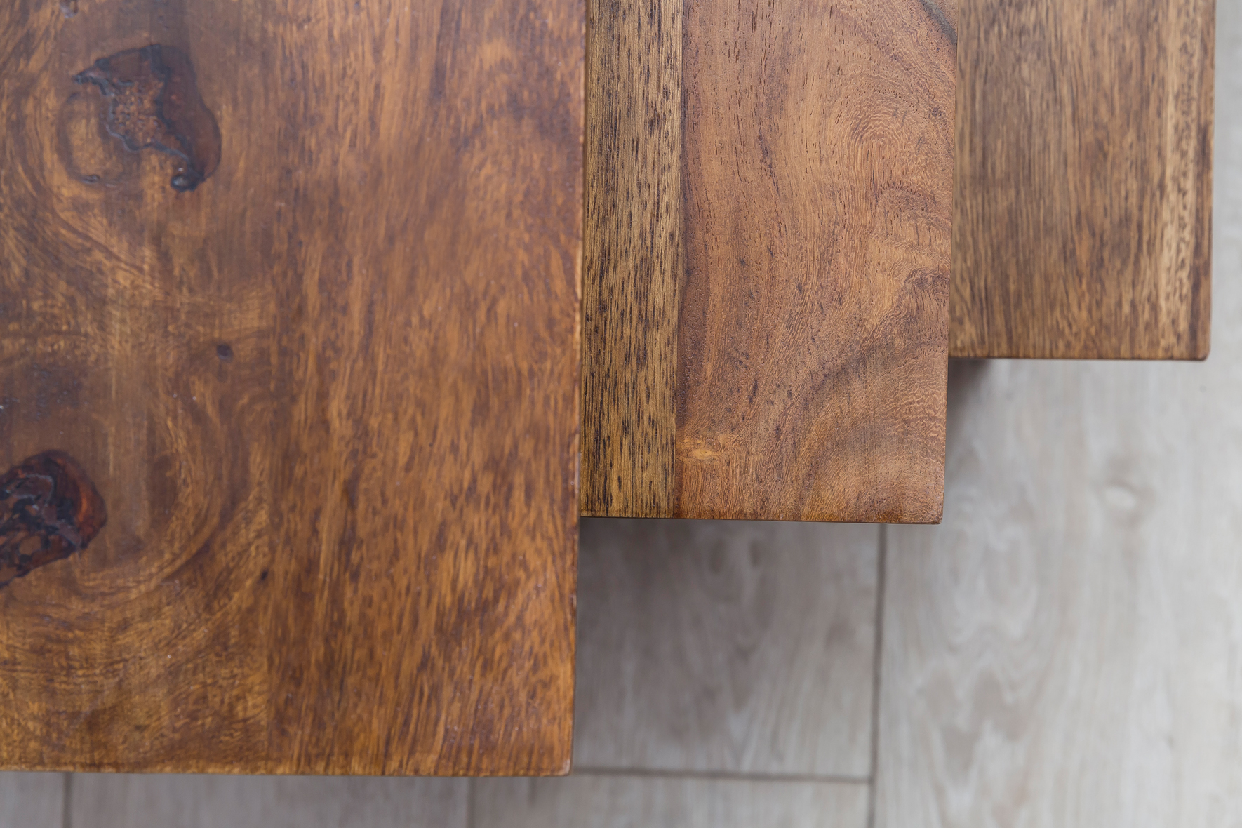 Satztisch 3er-Set Alden Massivholz Dunkelbraun 45 × 30 × 45 cm