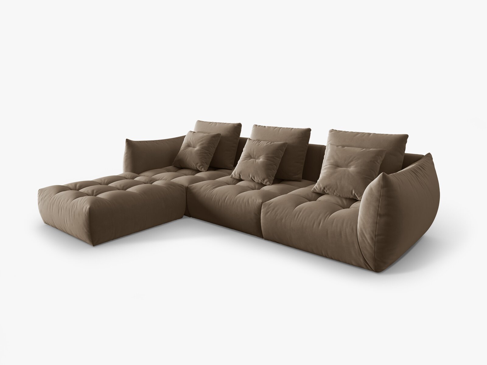Micadoni Ecksofa Bloom 2-Sitzer Samt Hellbraun