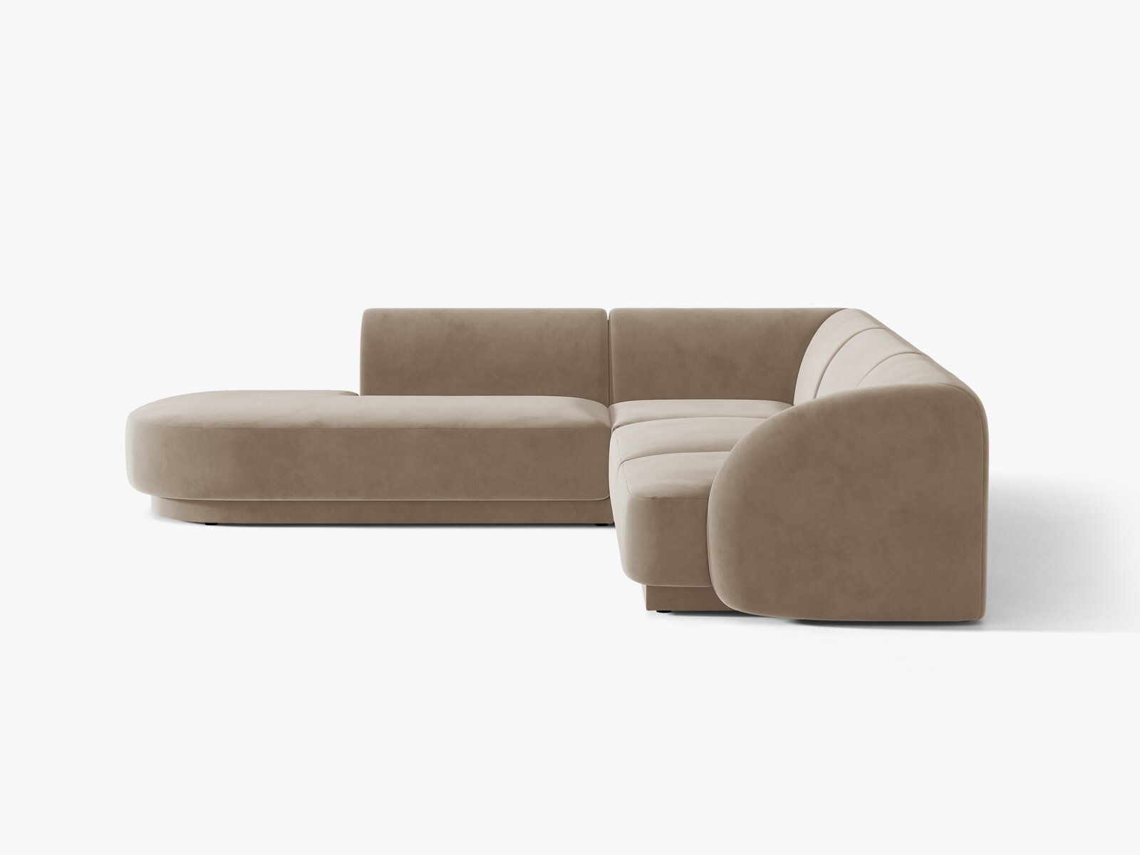 Micadoni Ecksofa Miley 6-Sitzer Links Samt Bluvel Cappuccino