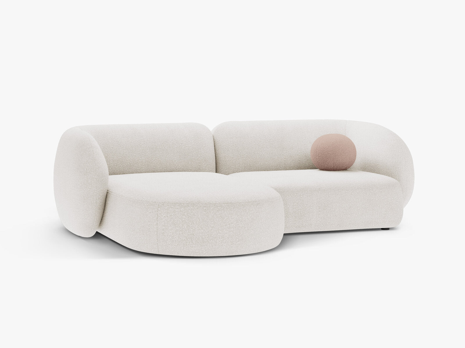 Micadoni Ecksofa Kate 2-Sitzer Links Boucle Weiß