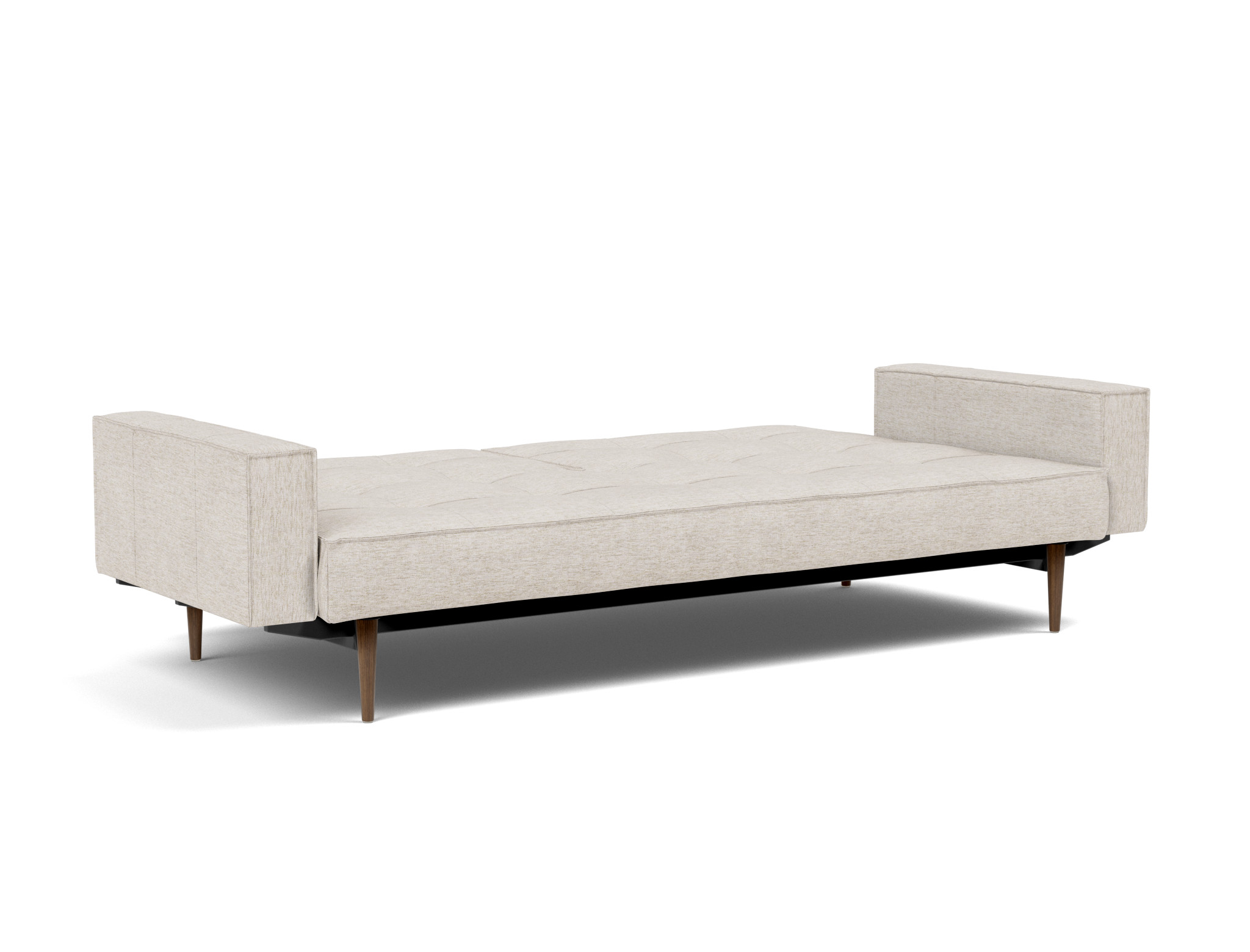 Schlafsofa Splitback mit Armlehnen Chenille Yuveno 470-Natural Beine Styletto Eiche dunkel