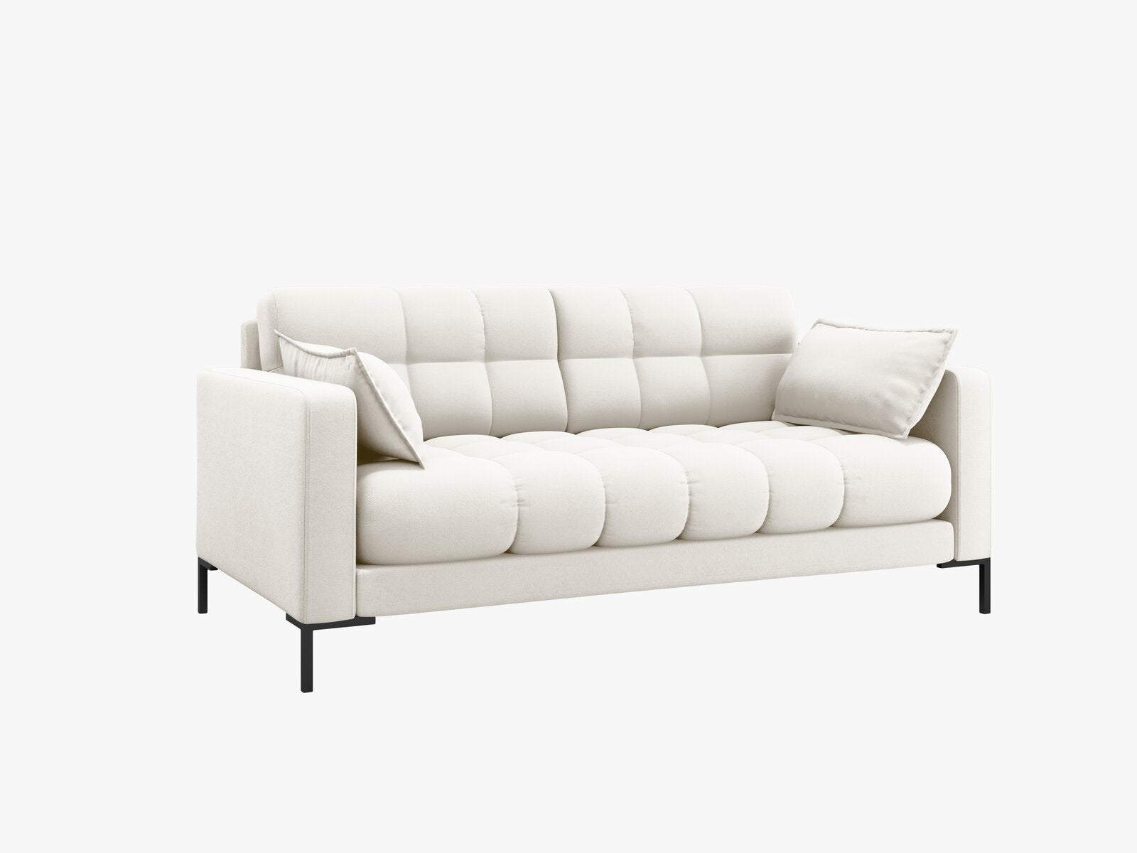 Micadoni Sofa Mamaia 2-Sitzer Strukturierter Stoff Neve Helles Beige schwarze Beine