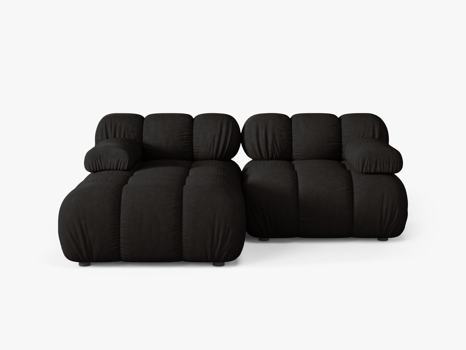 Micadoni Modulares Ecksofa Bellis 3-Sitzer Links Strukturierter Stoff Liberty Schwarz