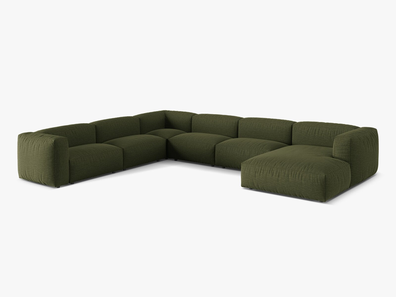 Micadoni modulares Ecksofa XL Martina 6-Sitzer Links Strukturierter Stoff Boston Grün