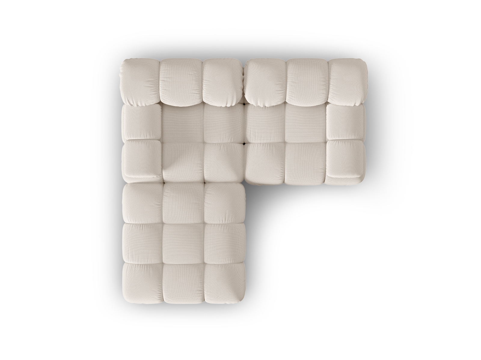 Micadoni Modulares Sofa Bellis 3-Sitzer mit flachem Modul 3D-Stoff Sonic Helles Beige