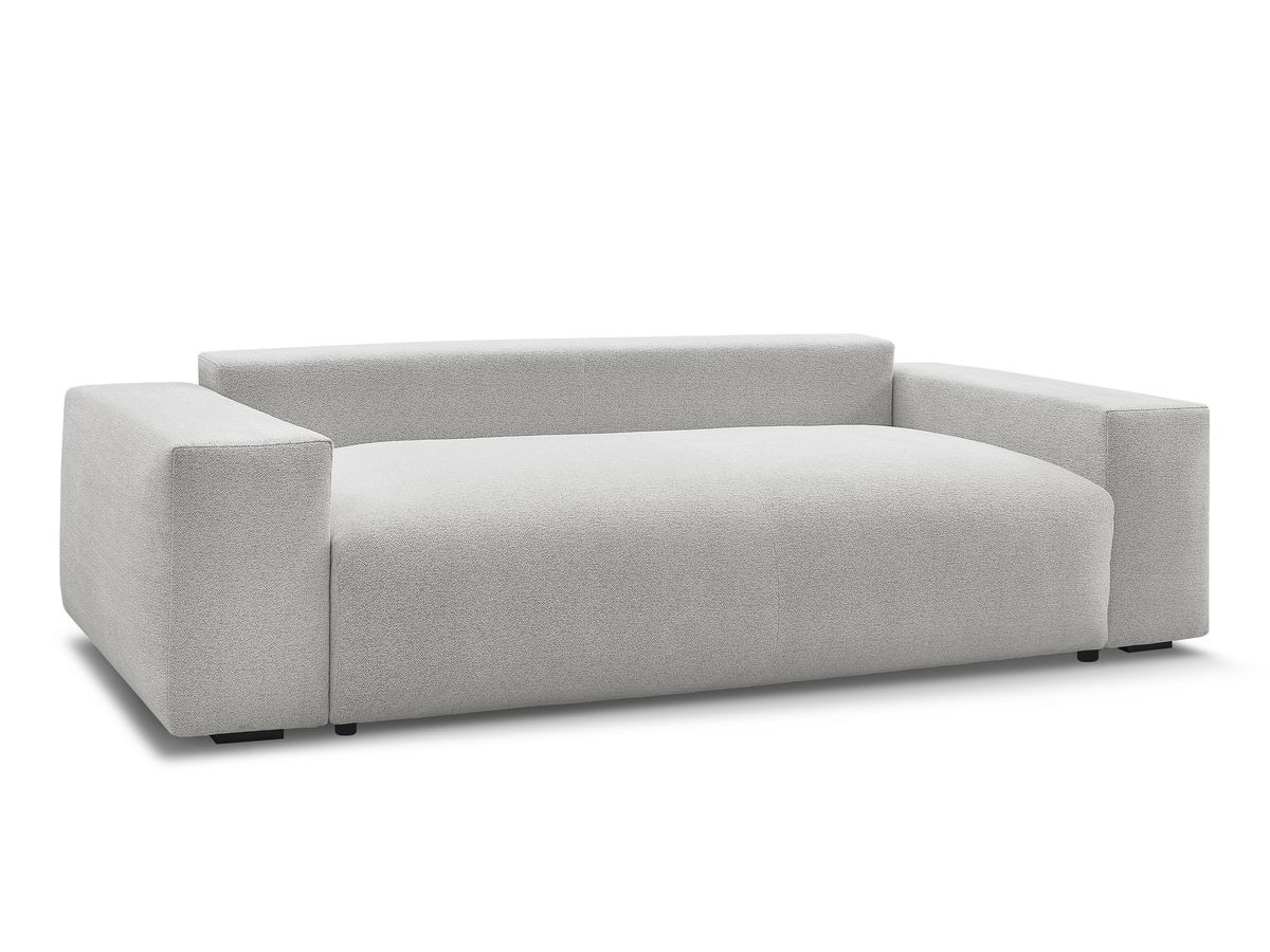 Bobochic Voltaire Schlafsofa 3-Sitzer mit Bettkasten Melange-Stoff Hellgrau