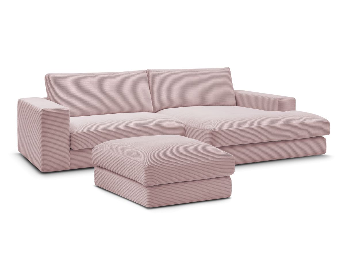 Bobochic Leonard Ecksofa mit Pouf 234 × 159 cm Cordsamt Violett Ecke rechts