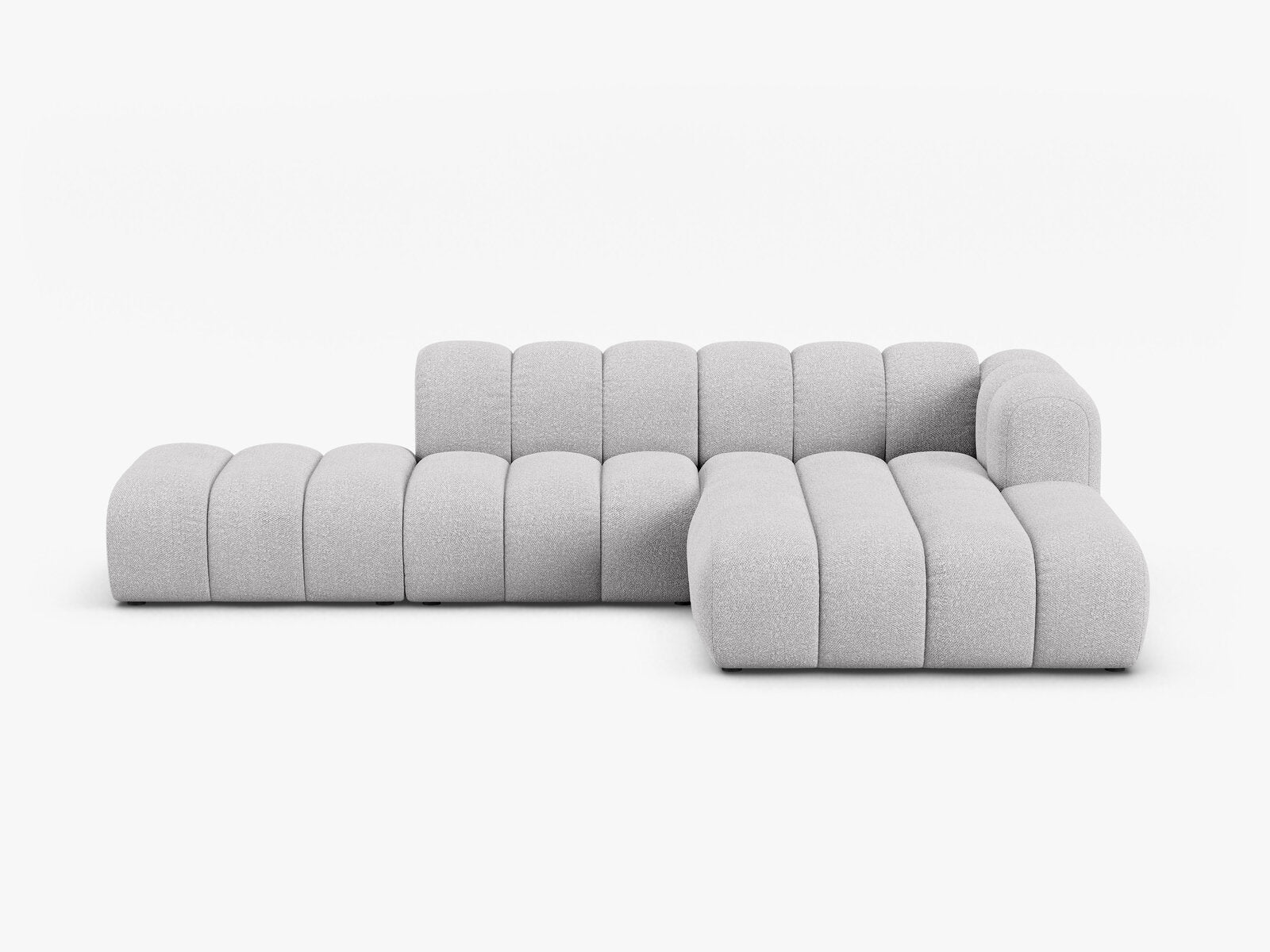 Micadoni Modulares Ecksofa offen Lupine 5-Sitzer Rechts Boucle Baloo Hellgrau