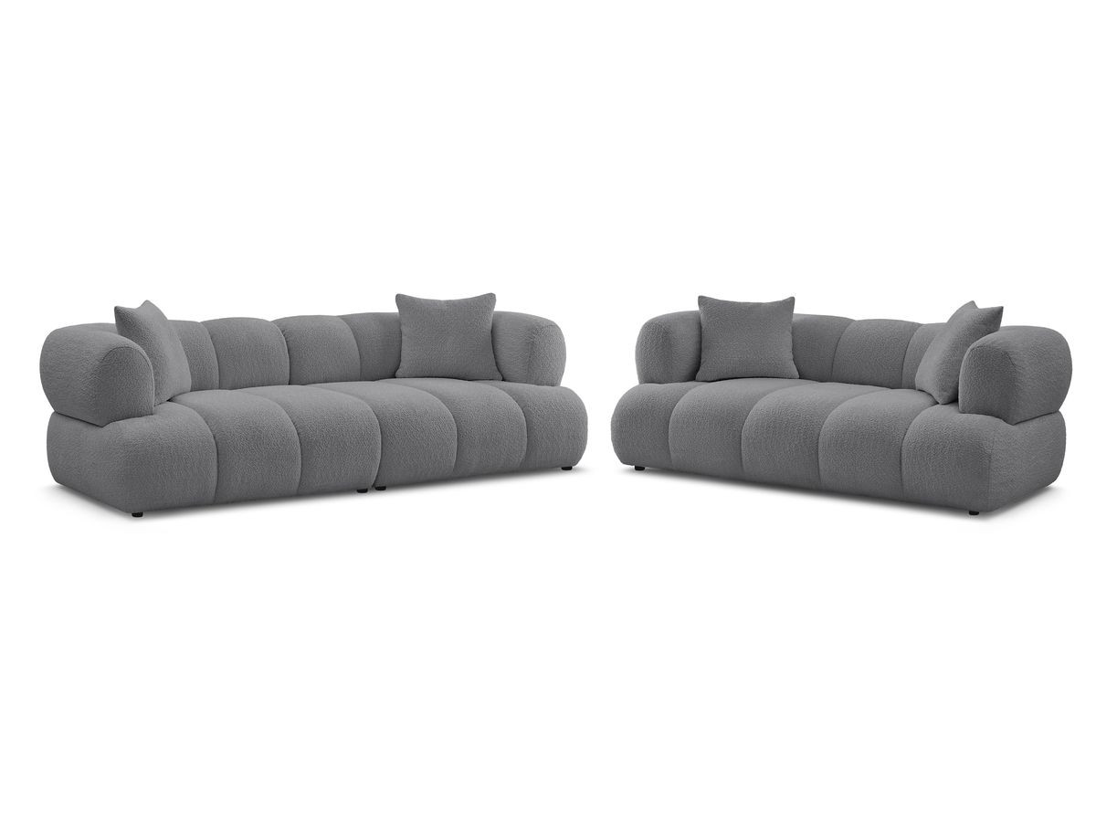 Bobochic Pamira Sofa 5-Sitzer Bouclé-Stoff Dunkelgrau