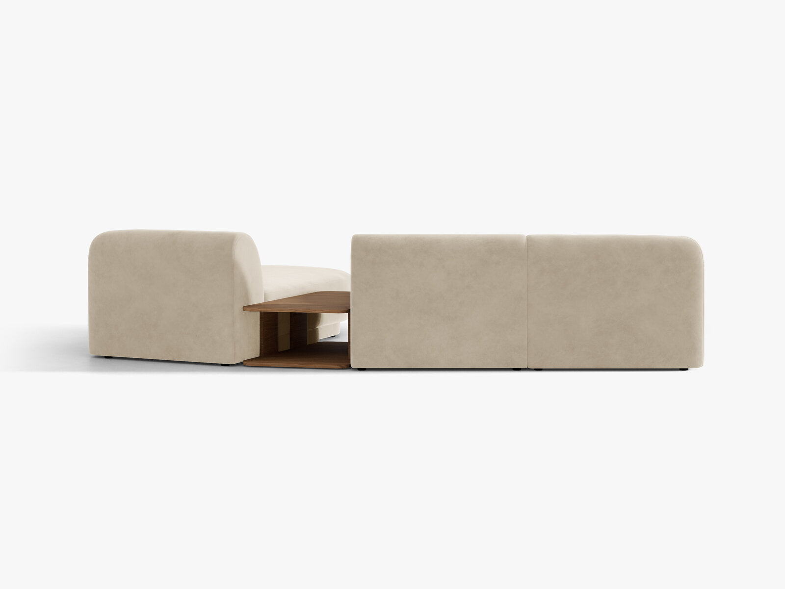 Micadoni Modulares Sofa Miley mit Recamiere 3-Sitzer Rechts Samt Bluvel Dunkelbeige