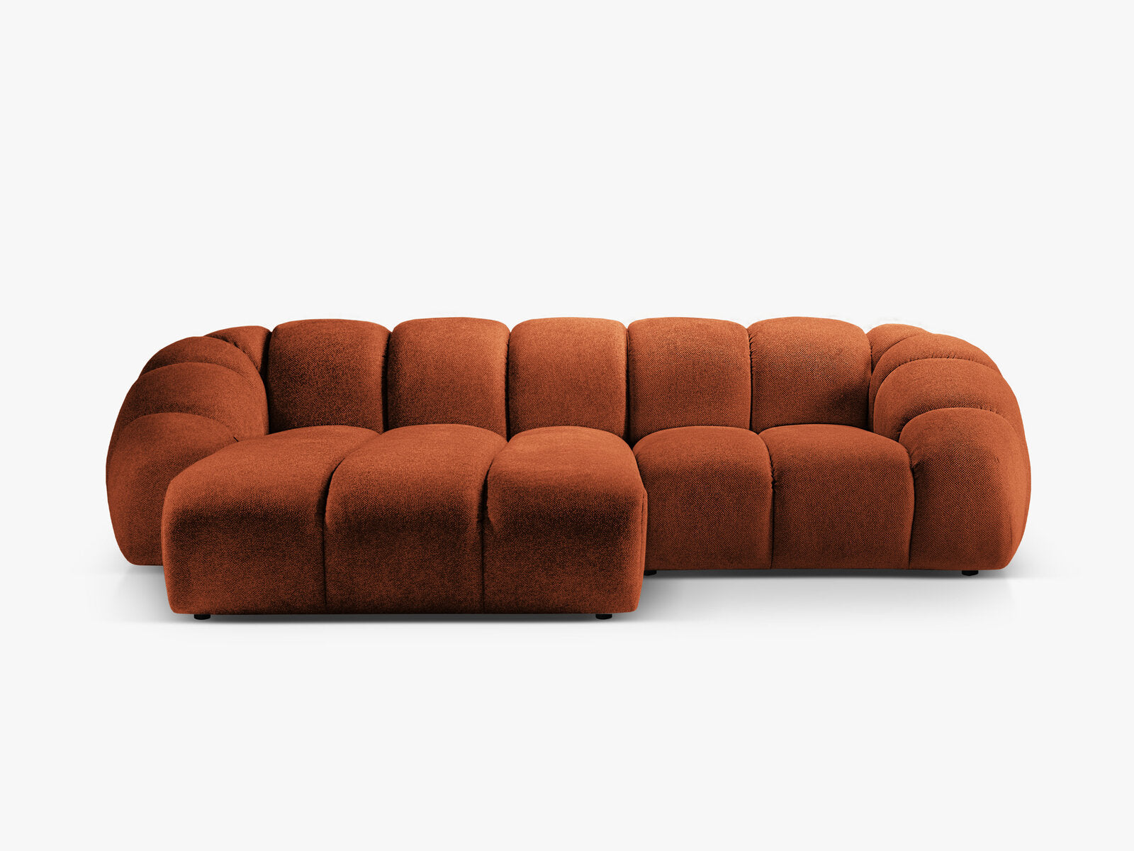 Micadoni Ecksofa Diana 3-Sitzer Links Strukturierter Samt Bubble Terrakotta