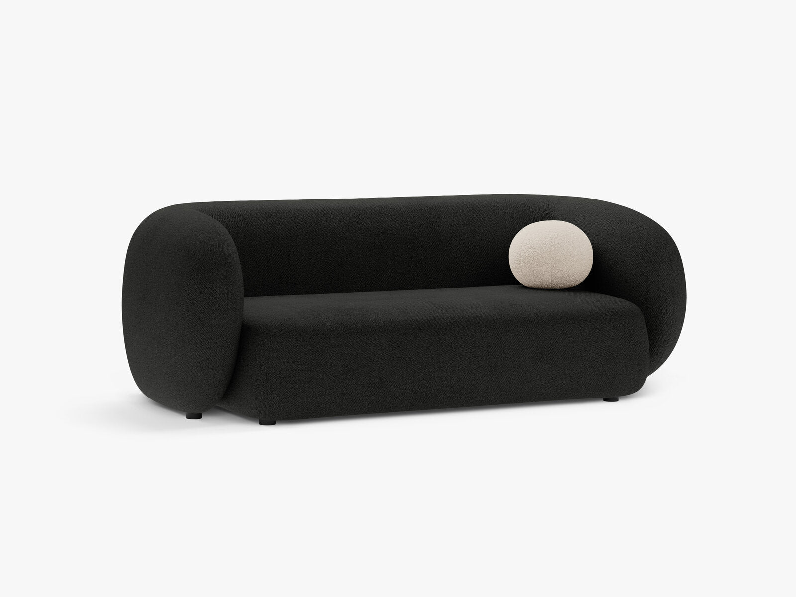 Micadoni Sofa Kate 2-Sitzer Boucle Schwarz