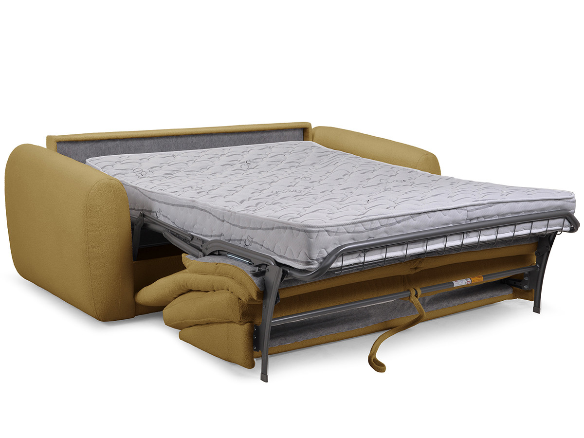 Bobochic Minorque Schlafsofa 2,5-Sitzer Chenille Gelb, Liegefläche 160 × 200 cm