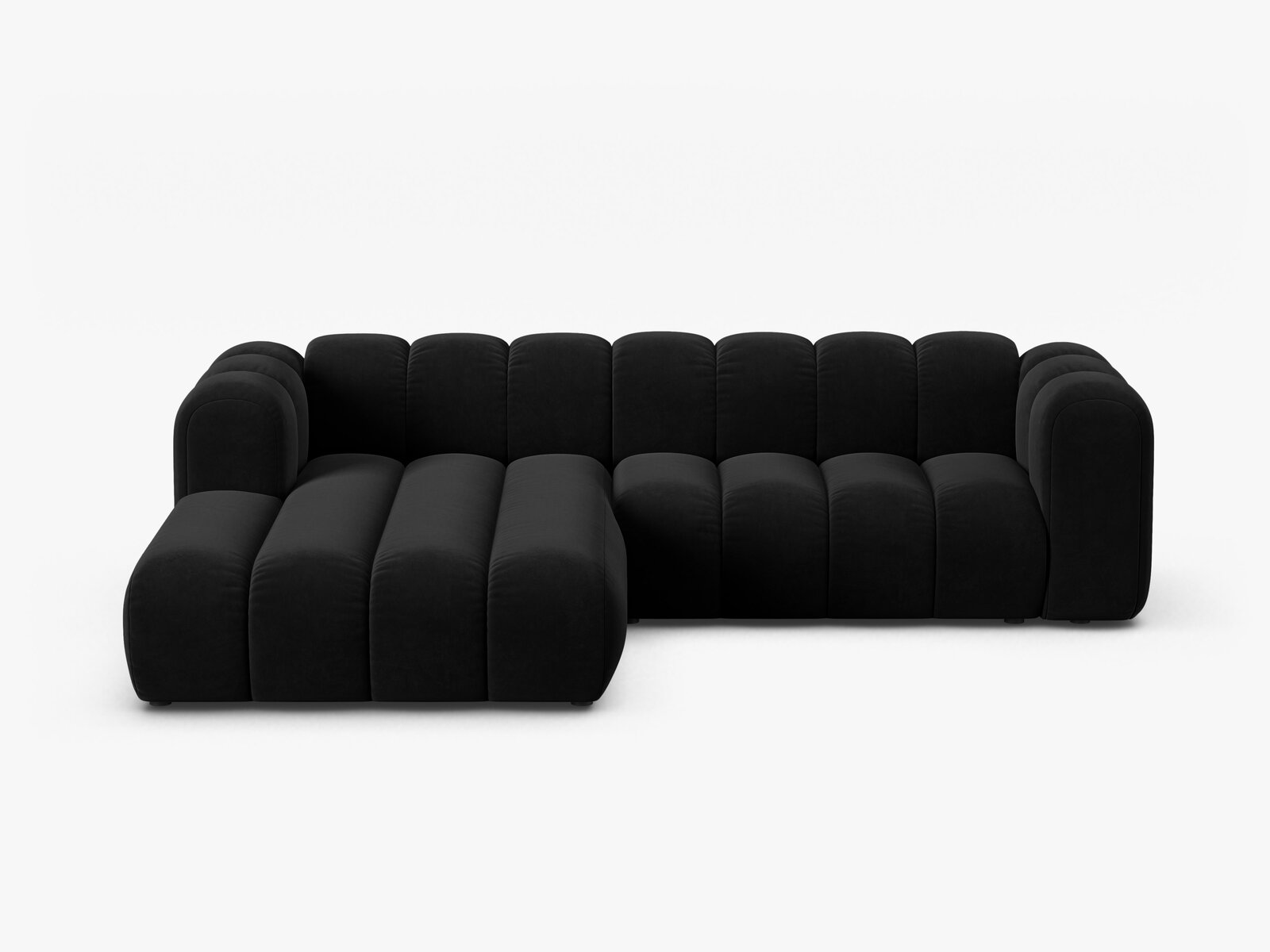Micadoni Modulares Ecksofa Lupine 4-Sitzer mittelgroß Links Samt Salvador Schwarz