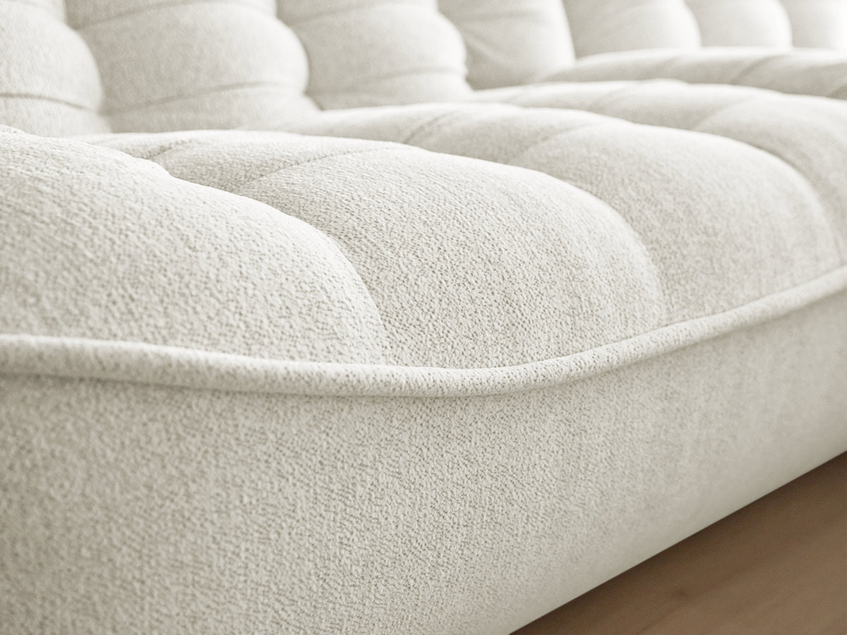 Bobochic Serena Sofa 4-Sitzer mit Pouf Melange-Stoff Weiß