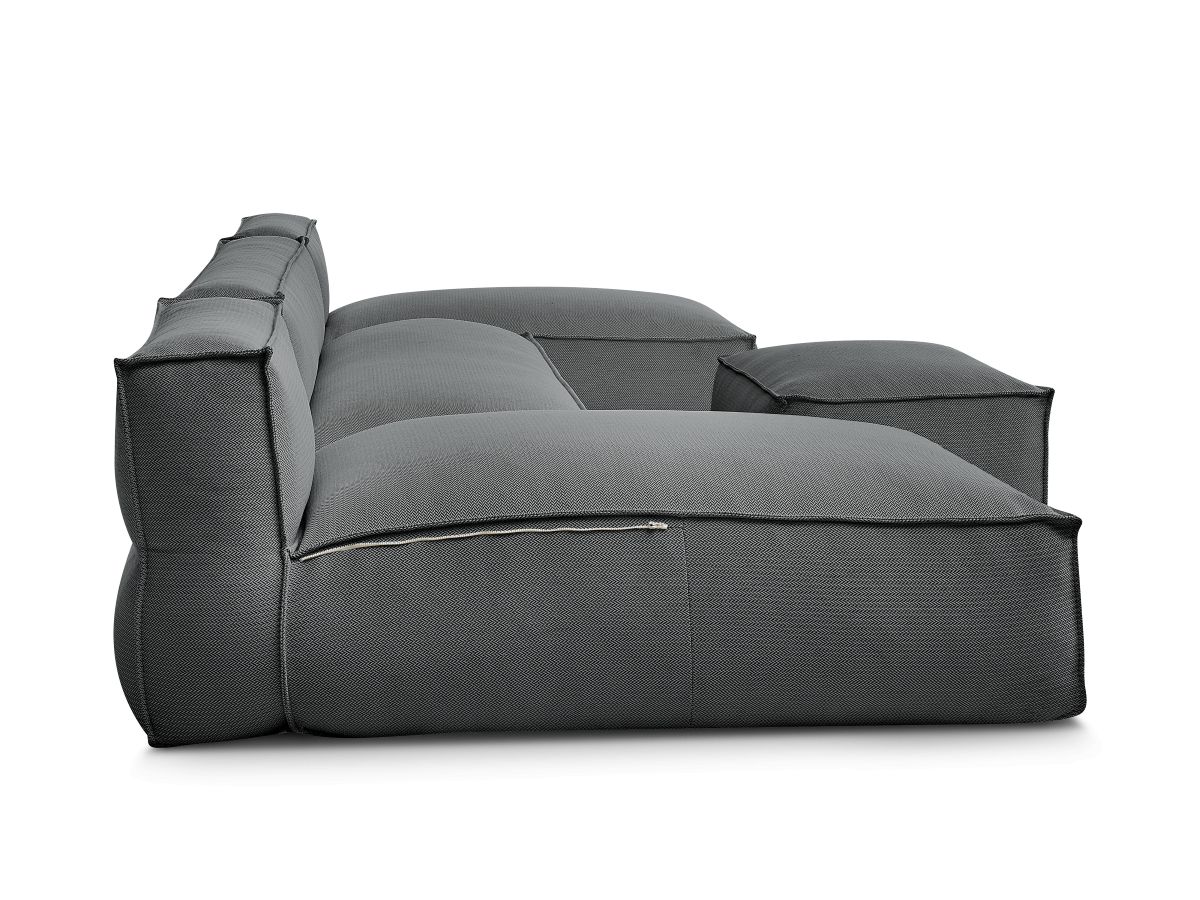Bobochic Biarritz Gartensofa 4-Sitzer mit Pouf 332 × 168 cm Melange-Stoff Schwarz