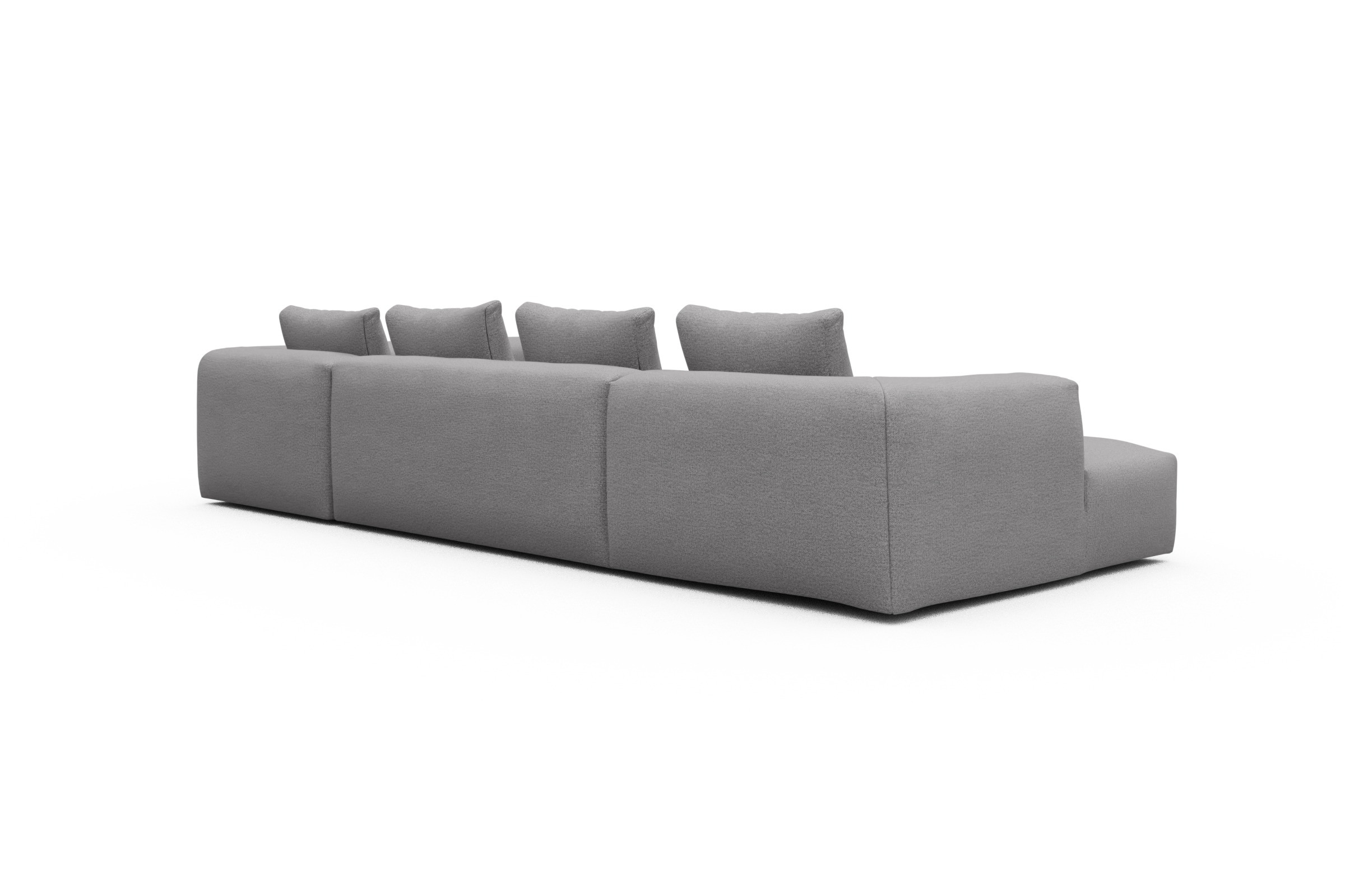 Wohnlandschaft Fred Chaiselongue links mit 2-Sitzer und lange Armlehne rechts Sama-Grey