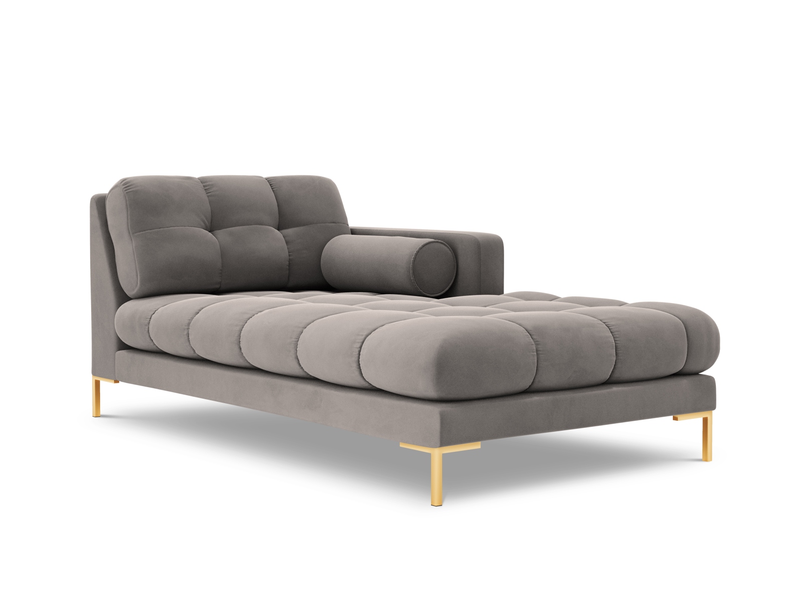 Cosmopolitan Design Chaiselongue Bali Samt Bluvel Hellgrau Rechts Beine Gold